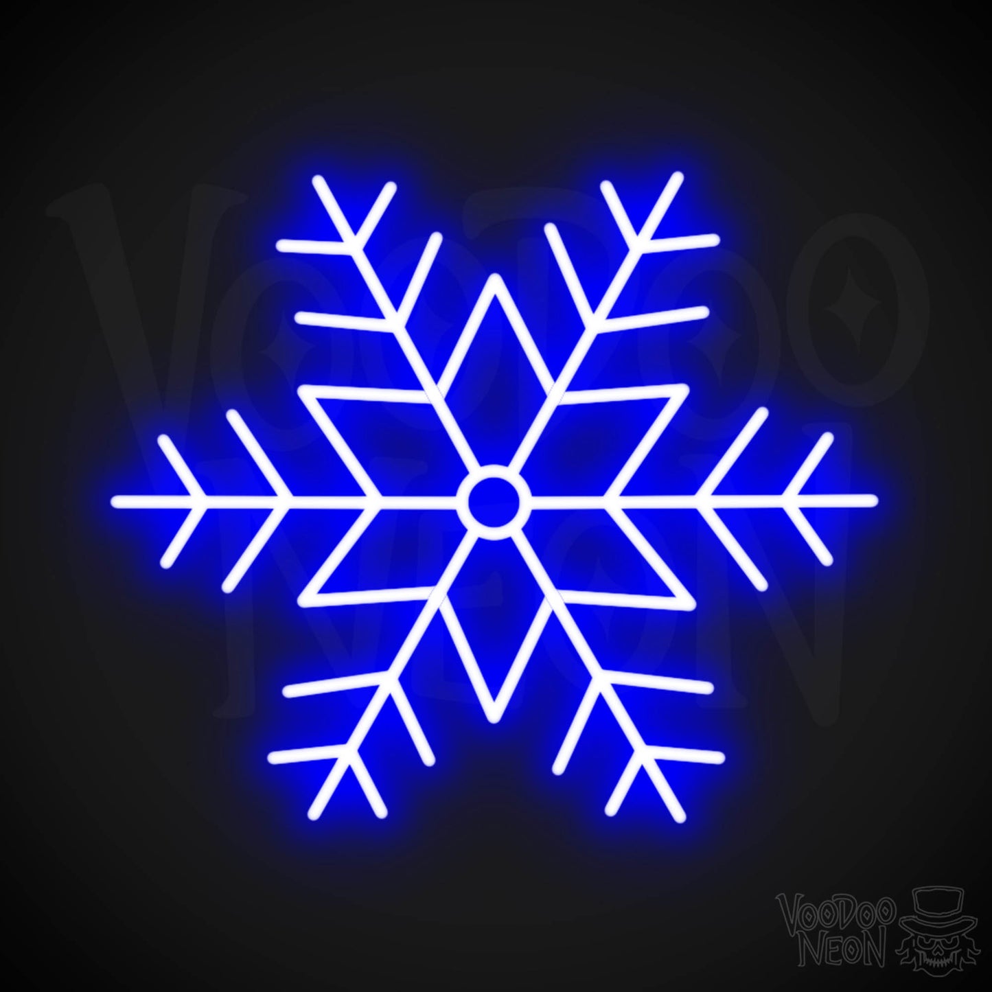 Snow Flakes Neon Sign - Neon Snow Flakes Sign - Xmas LED Wall Art - Color Dark Blue