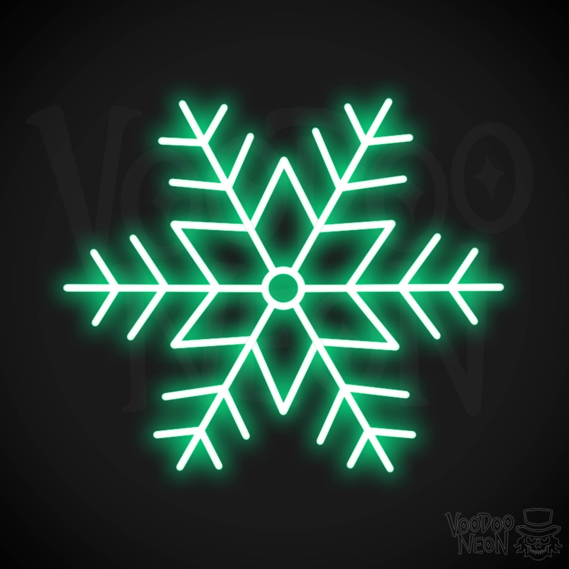 Snow Flakes Neon Sign - Neon Snow Flakes Sign - Xmas LED Wall Art - Color Green