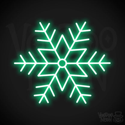 Snow Flakes Neon Sign - Neon Snow Flakes Sign - Xmas LED Wall Art - Color Green