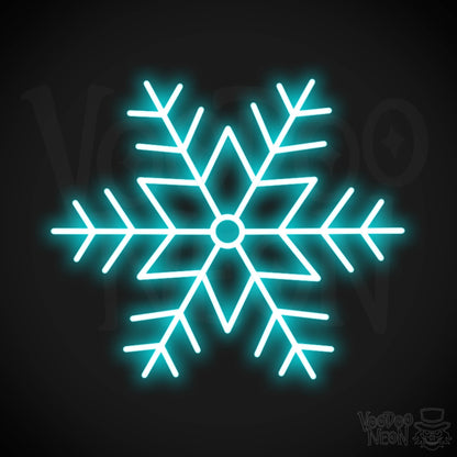 Snow Flakes Neon Sign - Neon Snow Flakes Sign - Xmas LED Wall Art - Color Ice Blue