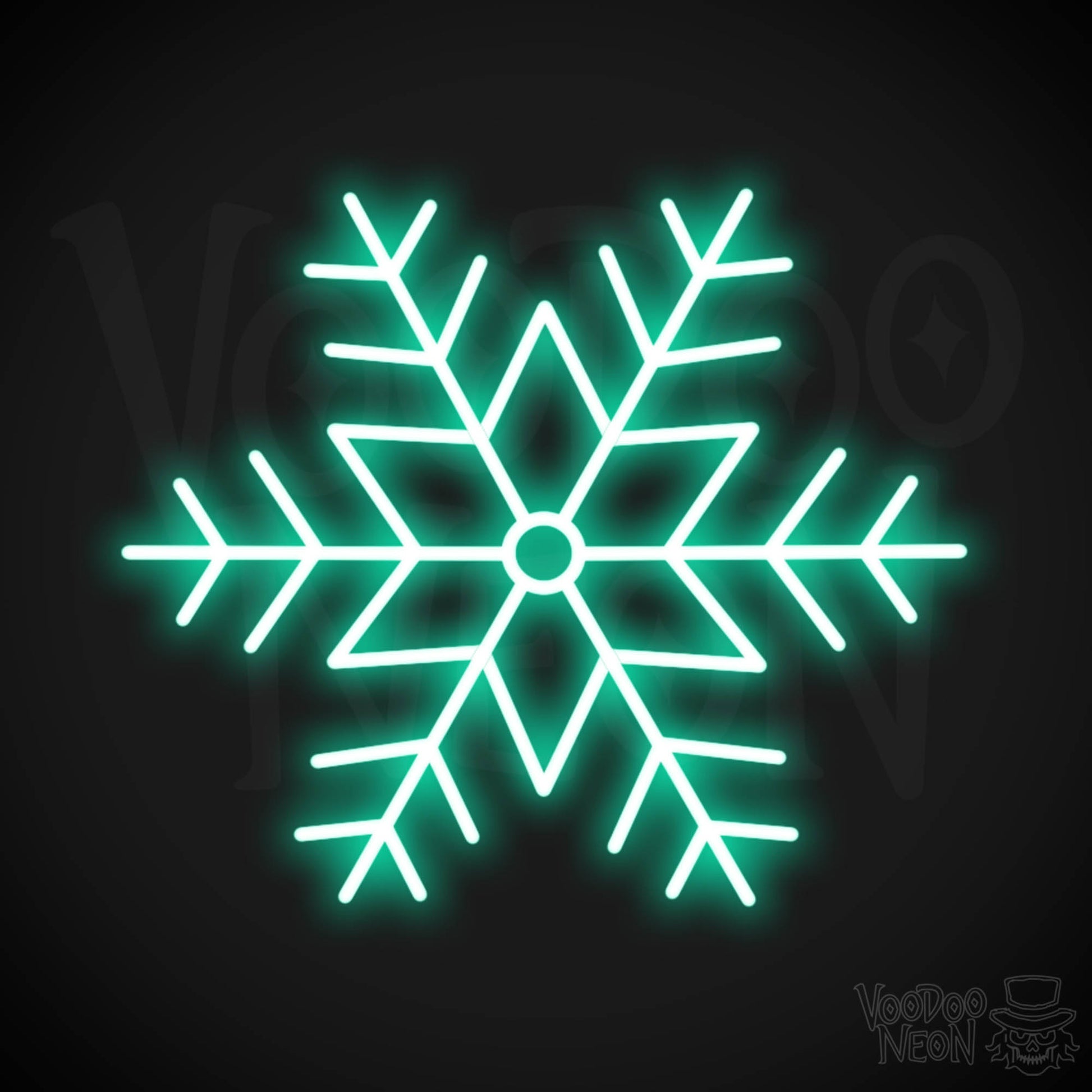 Snow Flakes Neon Sign - Neon Snow Flakes Sign - Xmas LED Wall Art - Color Light Green