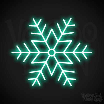 Snow Flakes Neon Sign - Neon Snow Flakes Sign - Xmas LED Wall Art - Color Light Green
