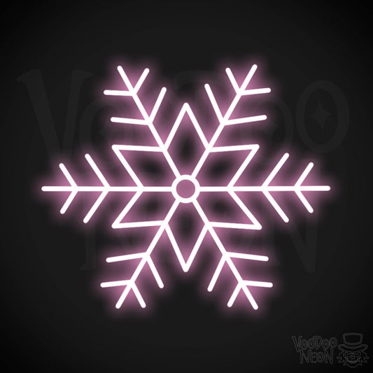 Snow Flakes Neon Sign - Neon Snow Flakes Sign - Xmas LED Wall Art - Color Light Pink