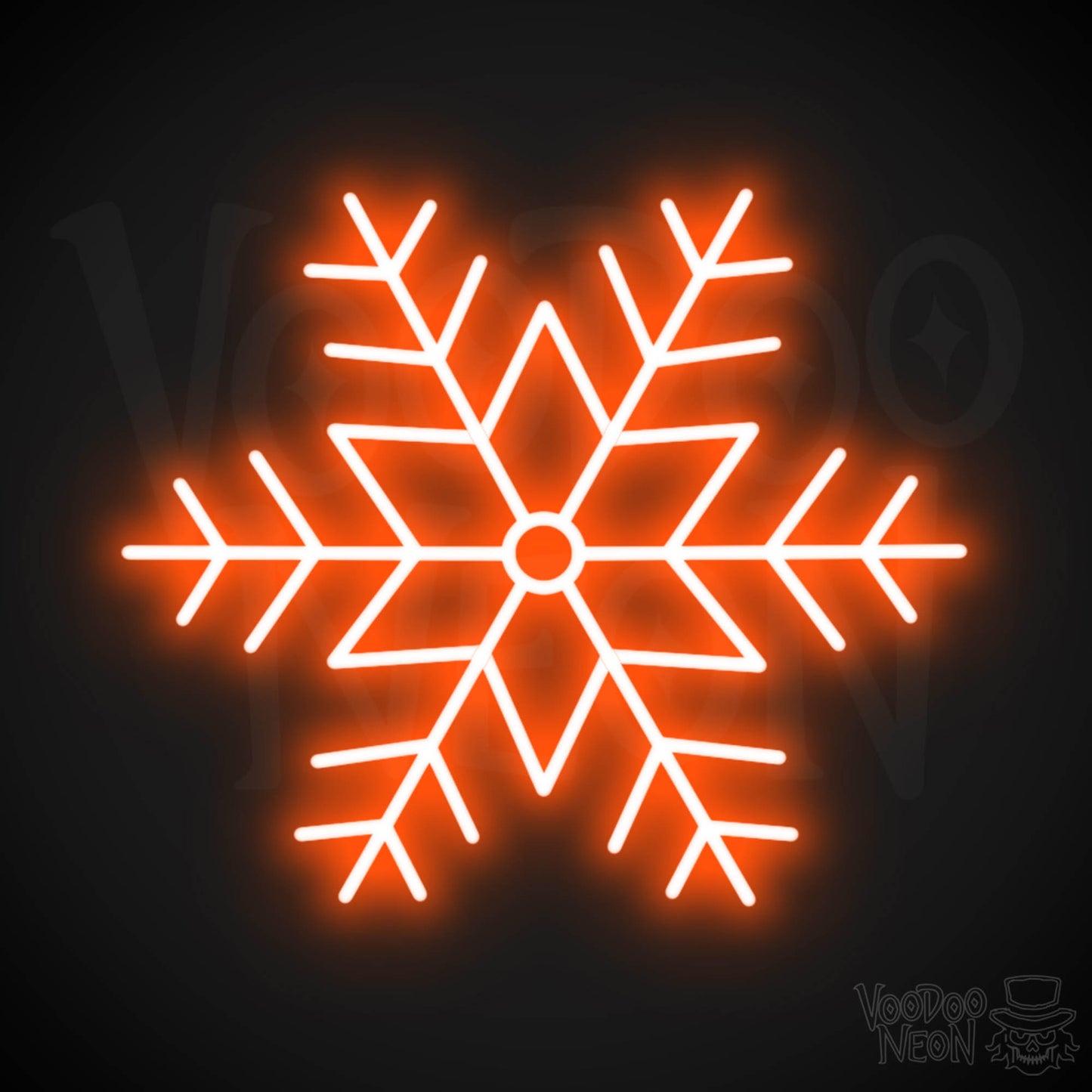 Snow Flakes Neon Sign - Neon Snow Flakes Sign - Xmas LED Wall Art - Color Orange