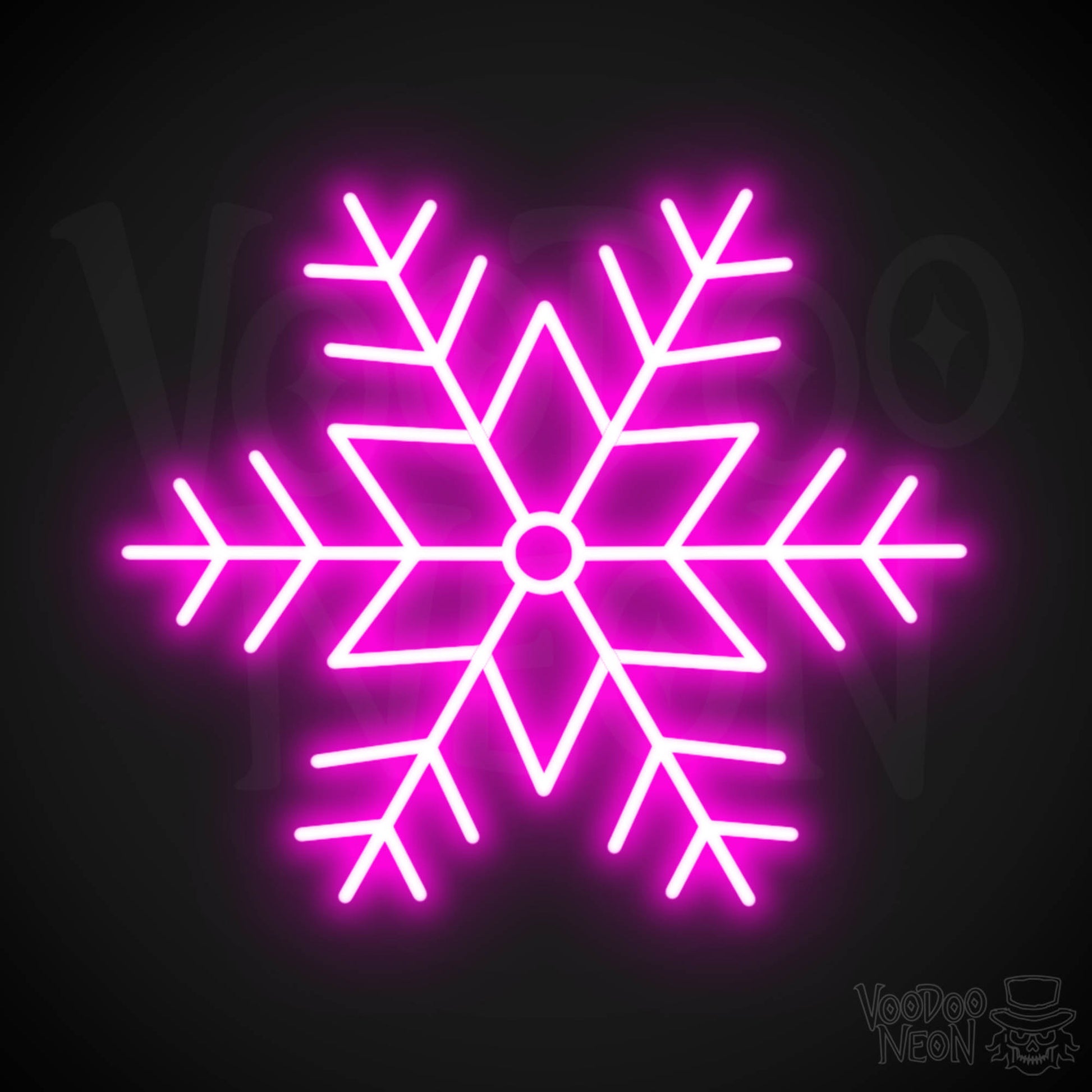 Snow Flakes Neon Sign - Neon Snow Flakes Sign - Xmas LED Wall Art - Color Pink
