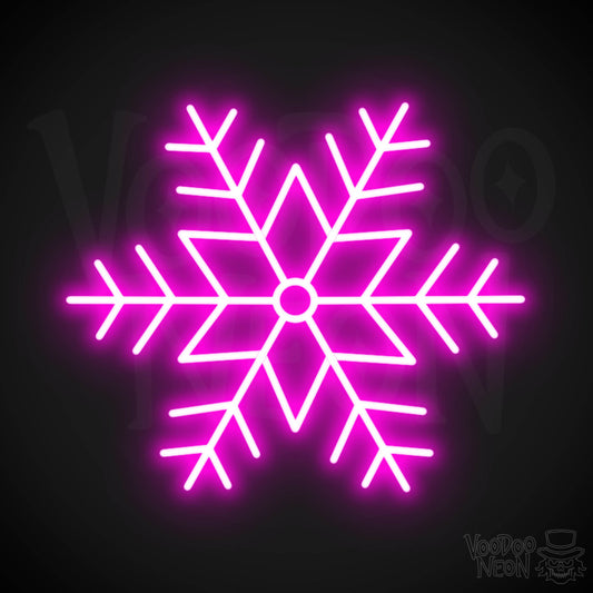Snow Flakes Neon Sign - Neon Snow Flakes Sign - Xmas LED Wall Art - Color Pink