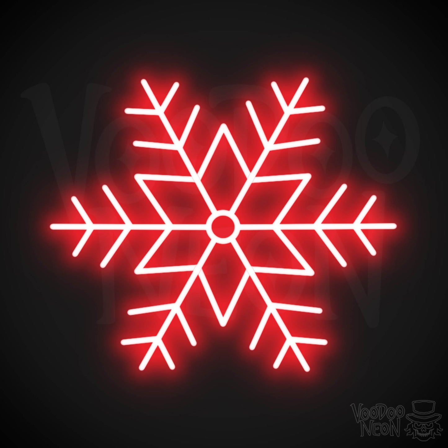Snow Flakes Neon Sign - Neon Snow Flakes Sign - Xmas LED Wall Art - Color Red
