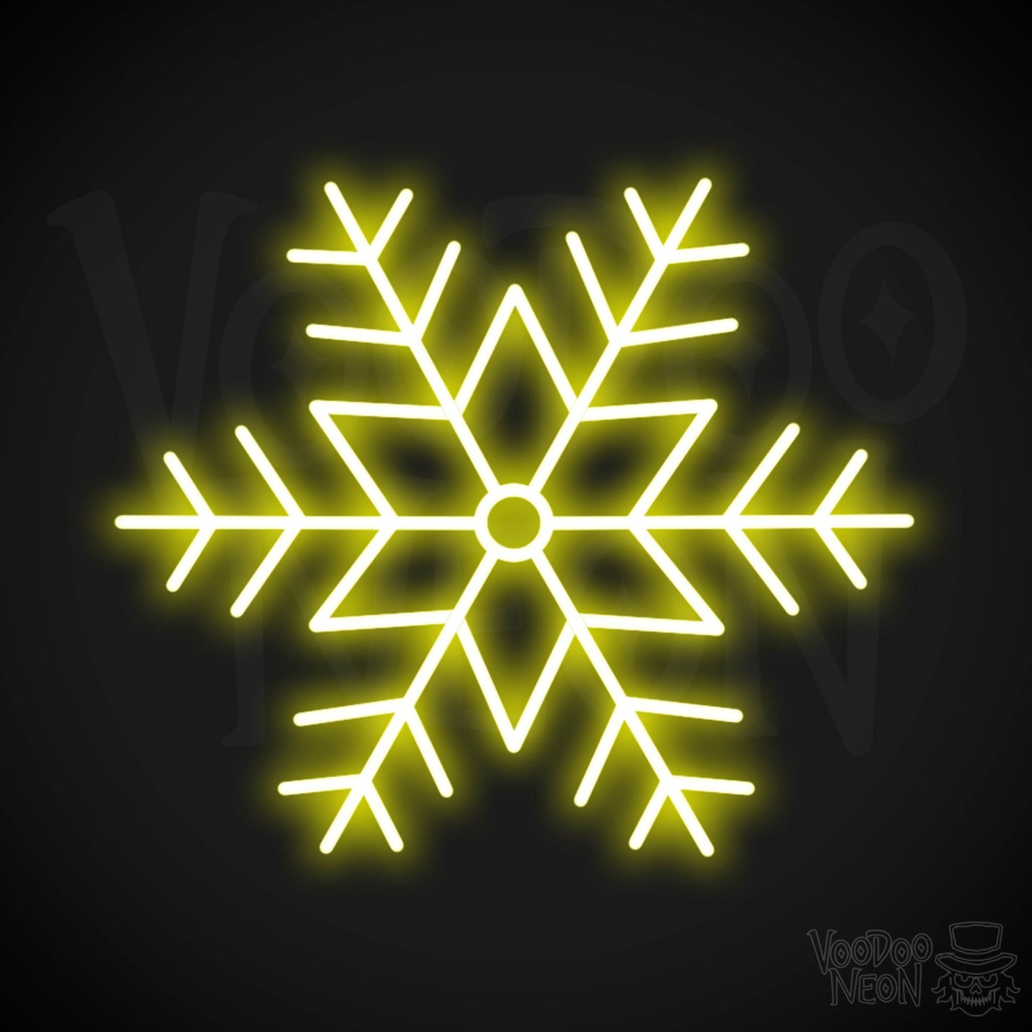 Snow Flakes Neon Sign - Neon Snow Flakes Sign - Xmas LED Wall Art - Color Yellow