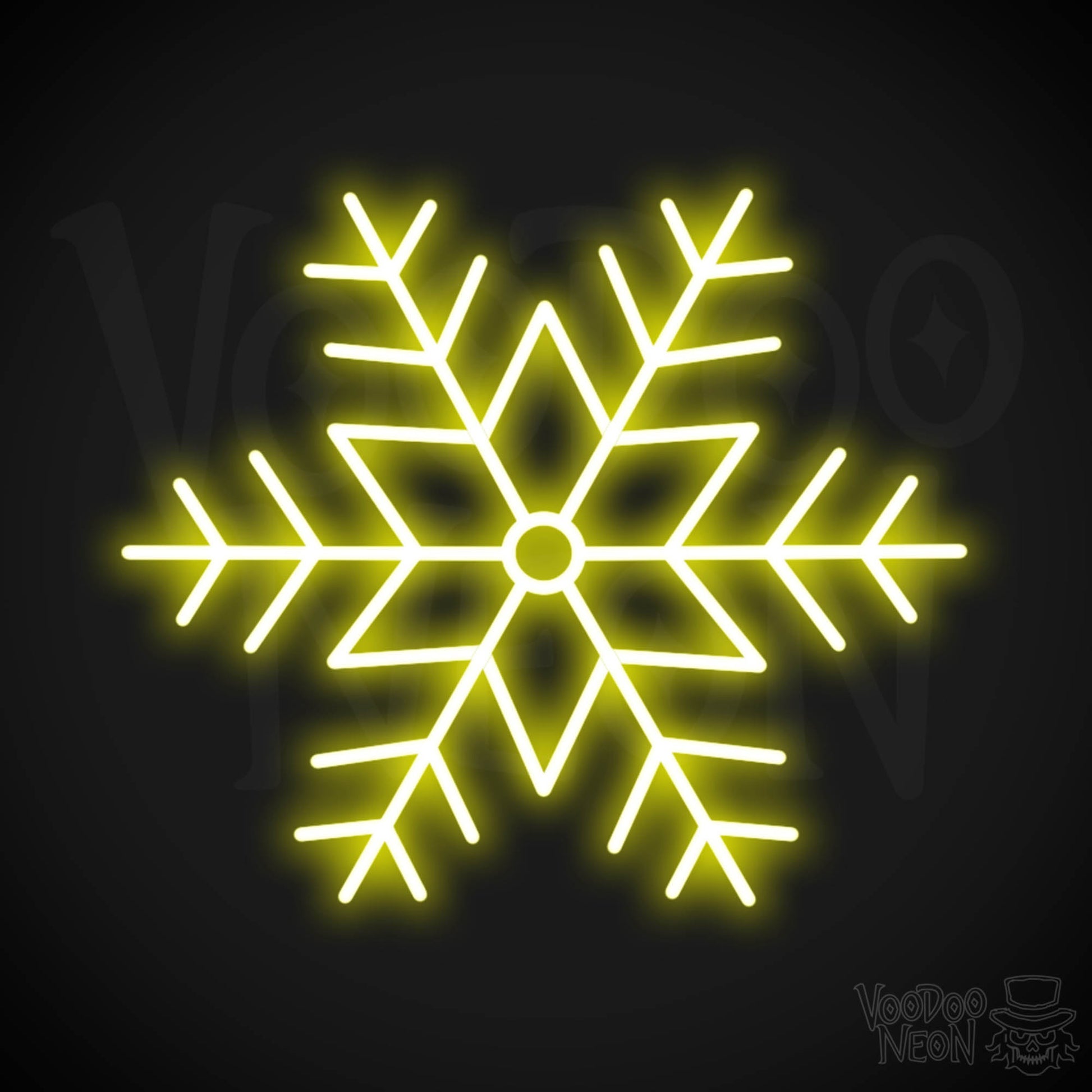 Snow Flakes Neon Sign - Neon Snow Flakes Sign - Xmas LED Wall Art - Color Yellow