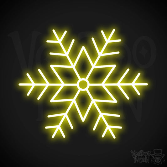 Snow Flakes Neon Sign - Neon Snow Flakes Sign - Xmas LED Wall Art - Color Yellow