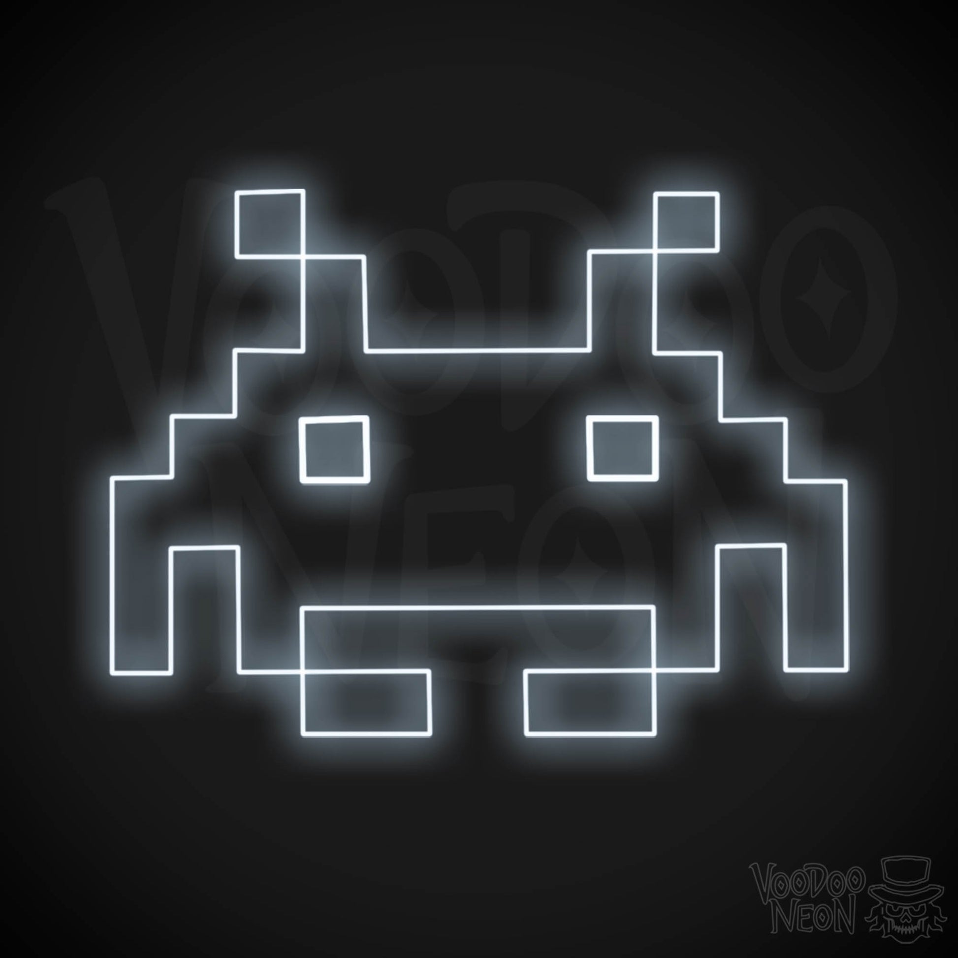 Space Invaders Neon Sign - Neon Space Invaders Wall Art - LED Sign - Color Cool White