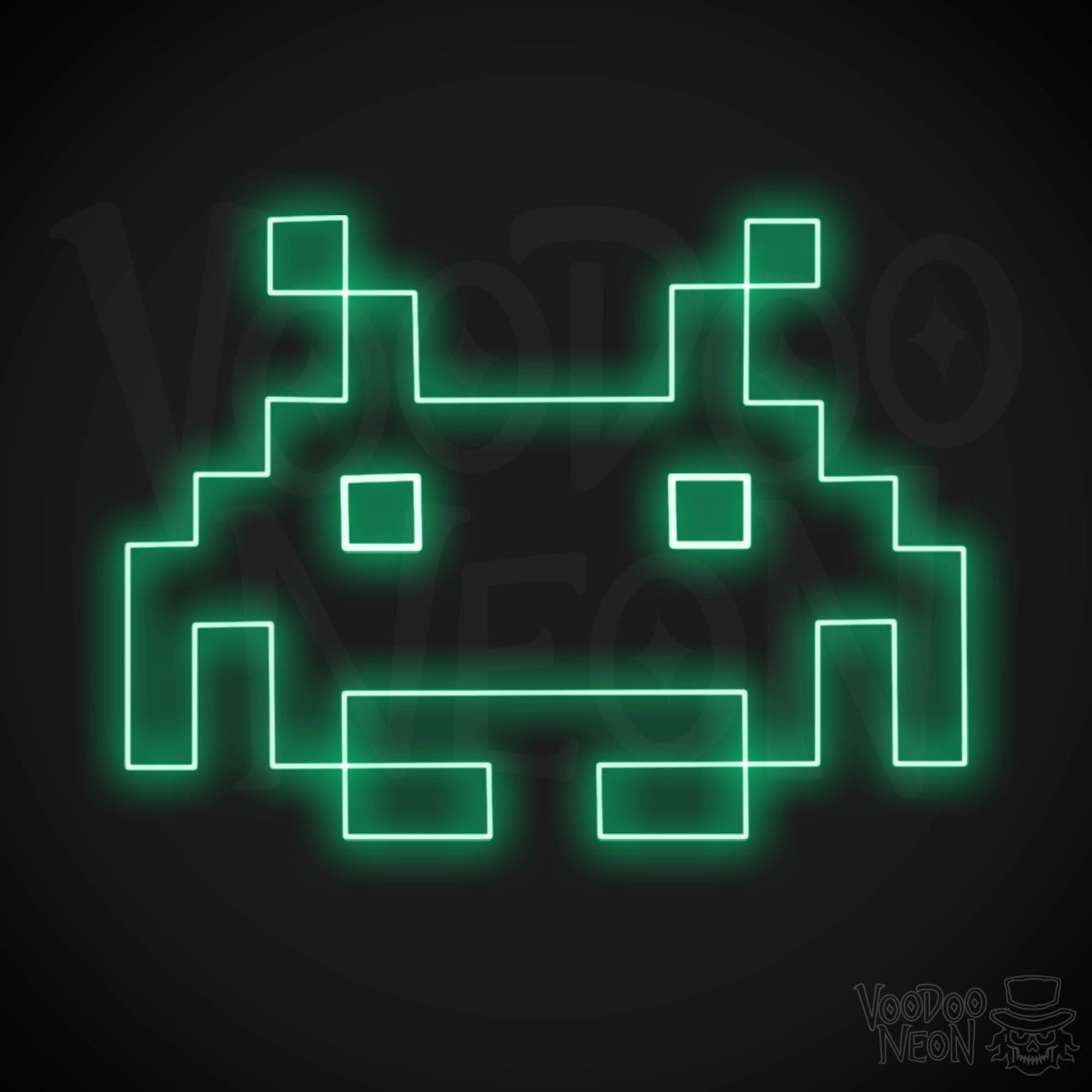 Space Invaders Neon Sign - Neon Space Invaders Wall Art - LED Sign - Color Green
