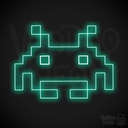 Space Invaders Neon Sign - Neon Space Invaders Wall Art - LED Sign - Color Light Green