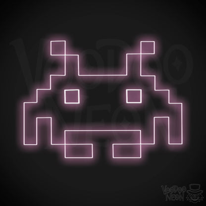 Space Invaders Neon Sign - Neon Space Invaders Wall Art - LED Sign - Color Light Pink