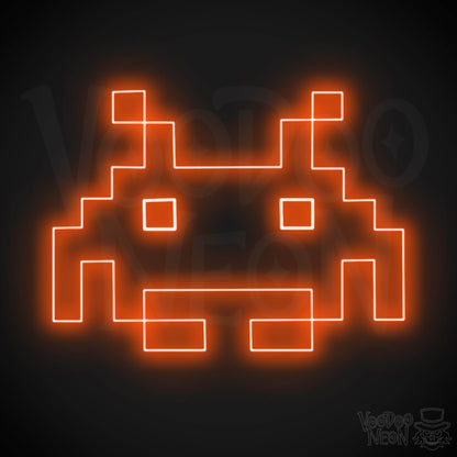 Space Invaders Neon Sign - Neon Space Invaders Wall Art - LED Sign - Color Orange