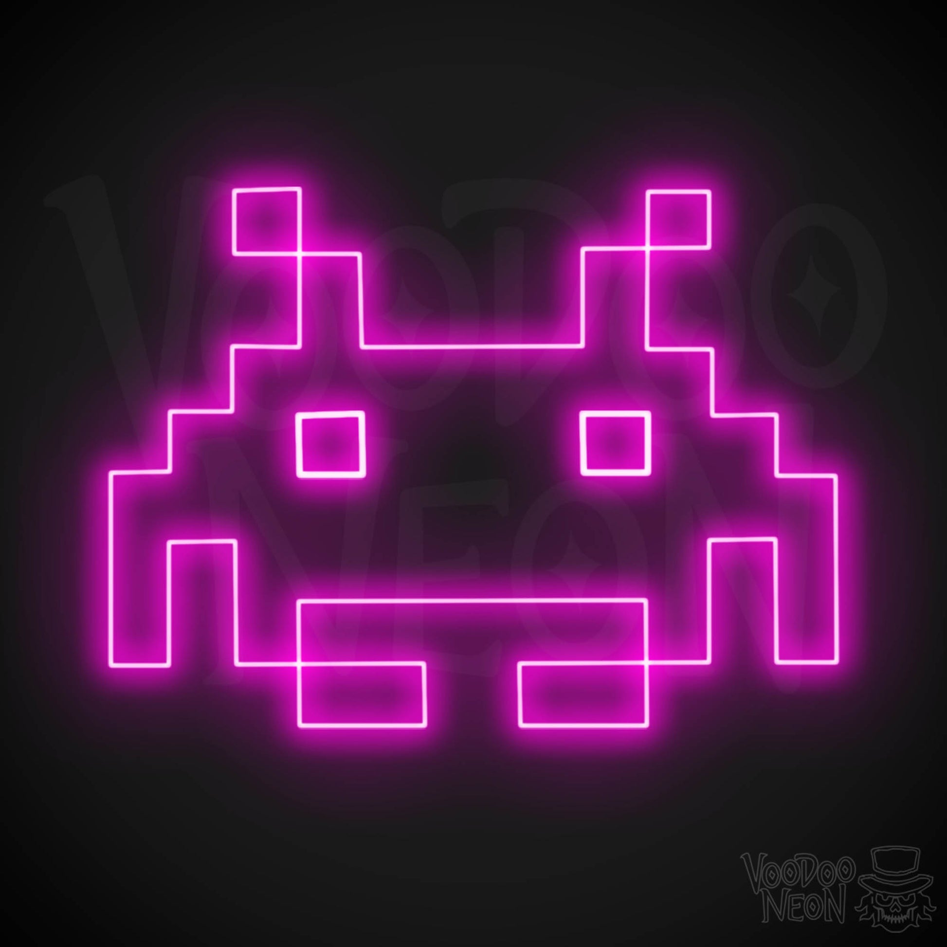 Space Invaders Neon Sign - Neon Space Invaders Wall Art - LED Sign - Color Pink