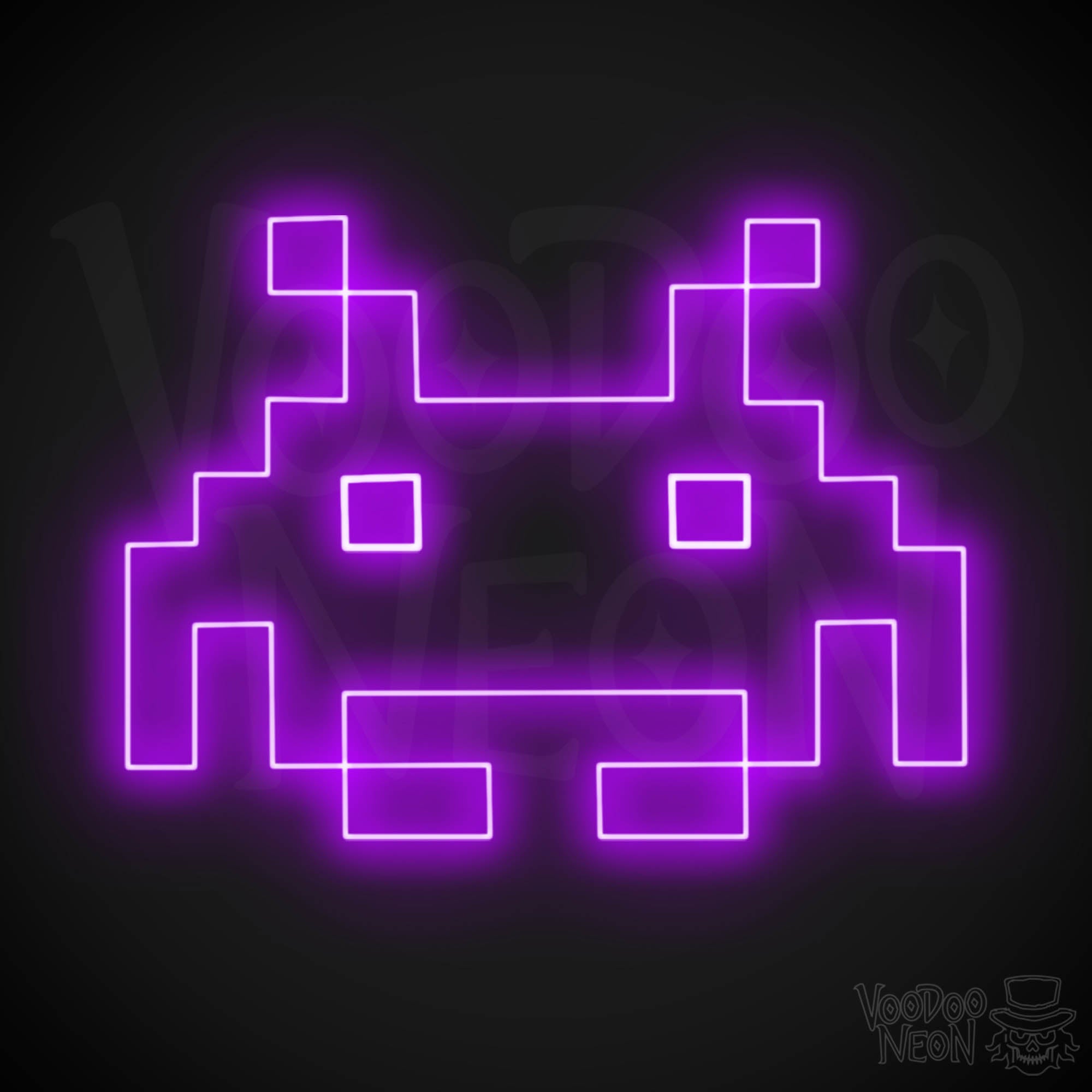 Space Invaders logo factory neon wall clock