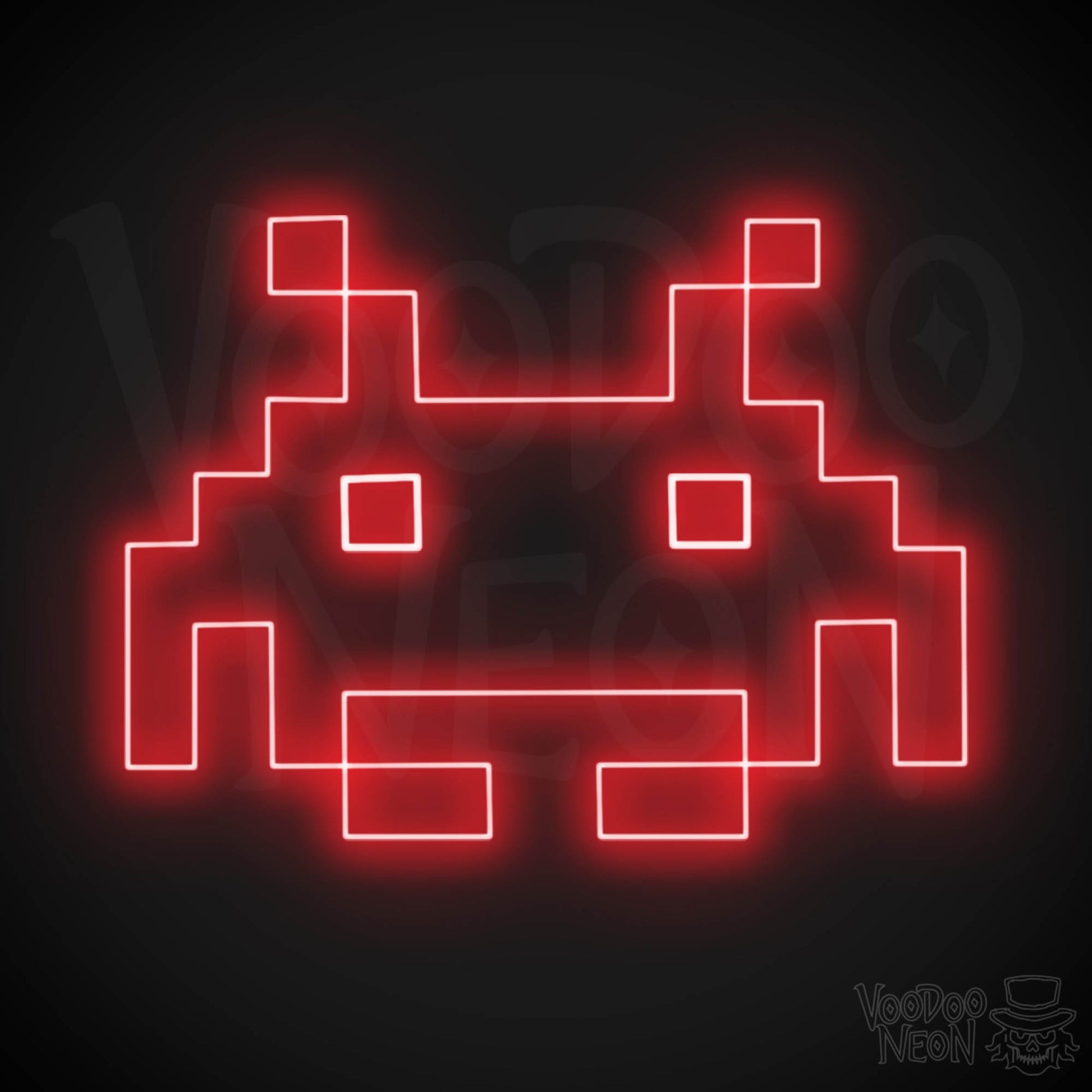 Space Invaders Neon Sign - Neon Space Invaders Wall Art - LED Sign - Color Red