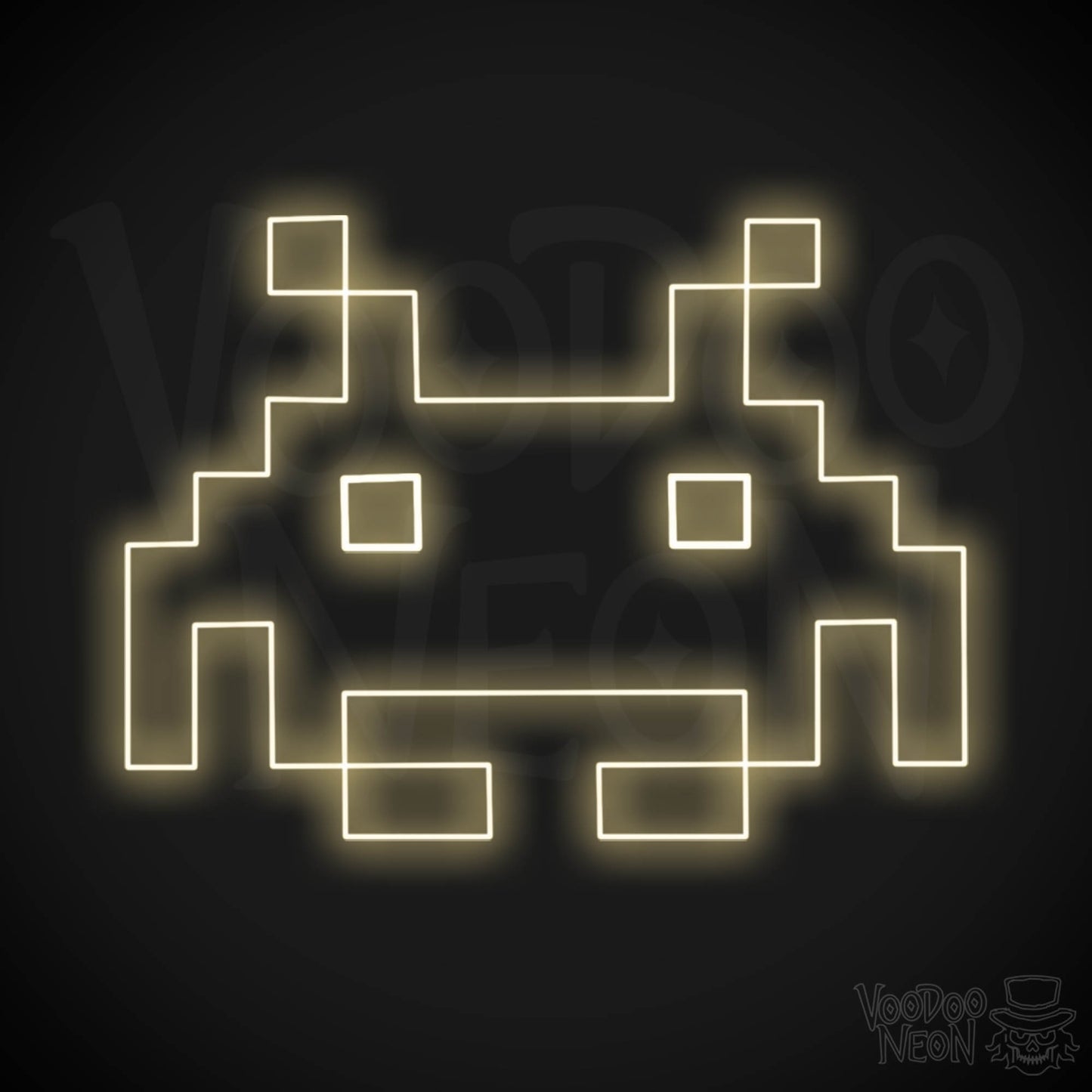 Space Invaders Neon Sign - Neon Space Invaders Wall Art - LED Sign - Color Warm White