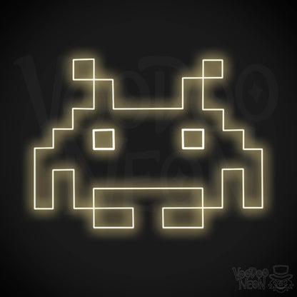 Space Invaders Neon Sign - Neon Space Invaders Wall Art - LED Sign - Color Warm White