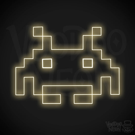 Space Invaders Neon Sign - Neon Space Invaders Wall Art - LED Sign - Color Warm White