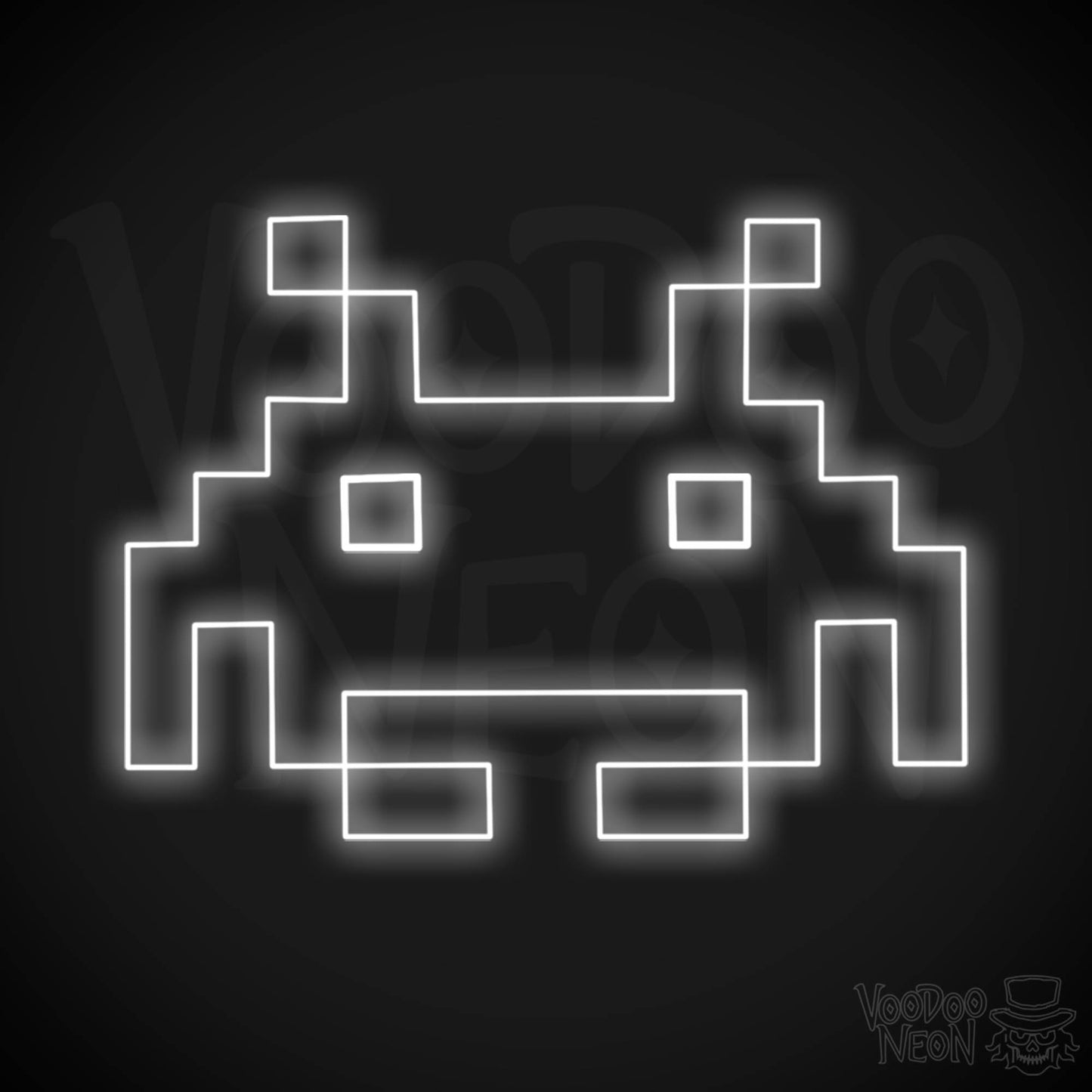 Space Invaders Neon Sign - Neon Space Invaders Wall Art - LED Sign - Color White
