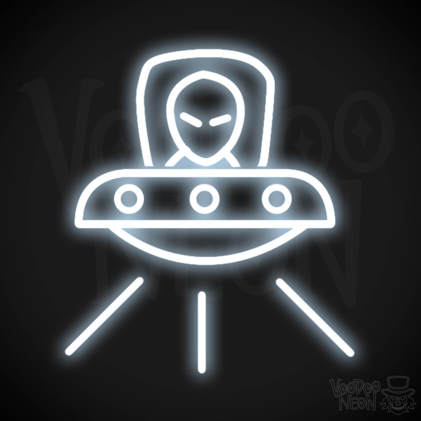 Spaceship Neon Sign - Neon Spaceship Wall Art - Color Cool White