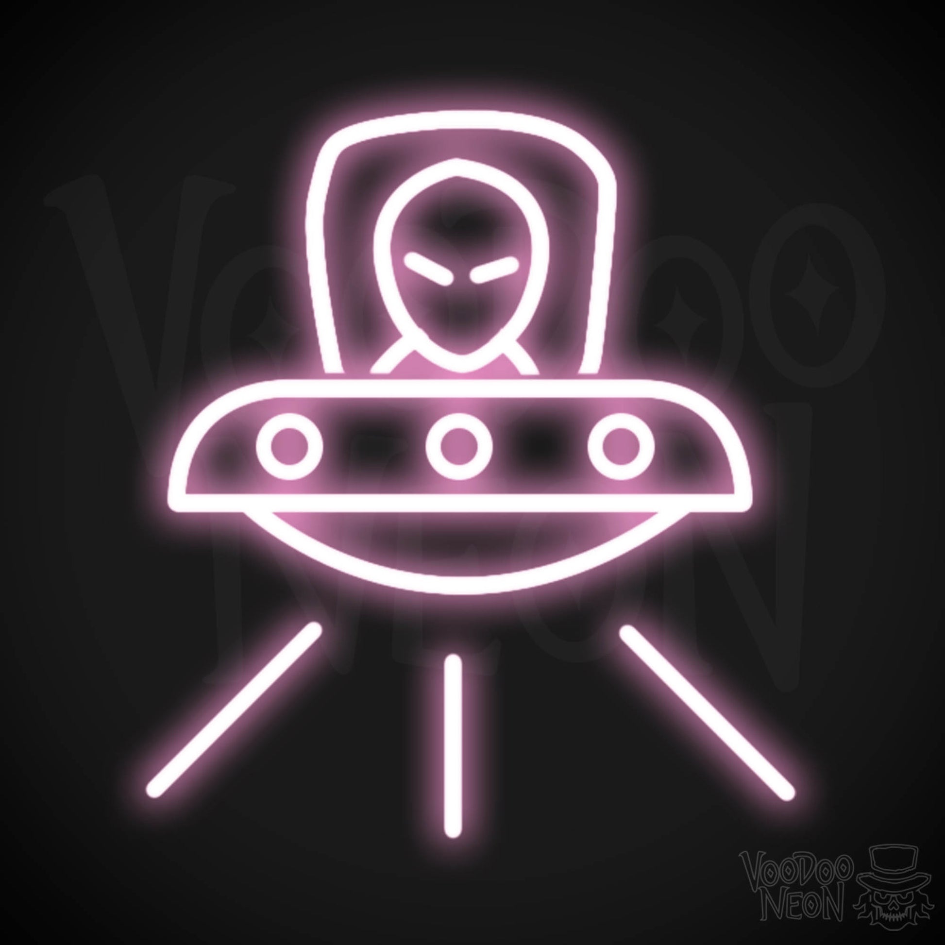 Spaceship Neon Sign - Neon Spaceship Wall Art - Color Light Pink