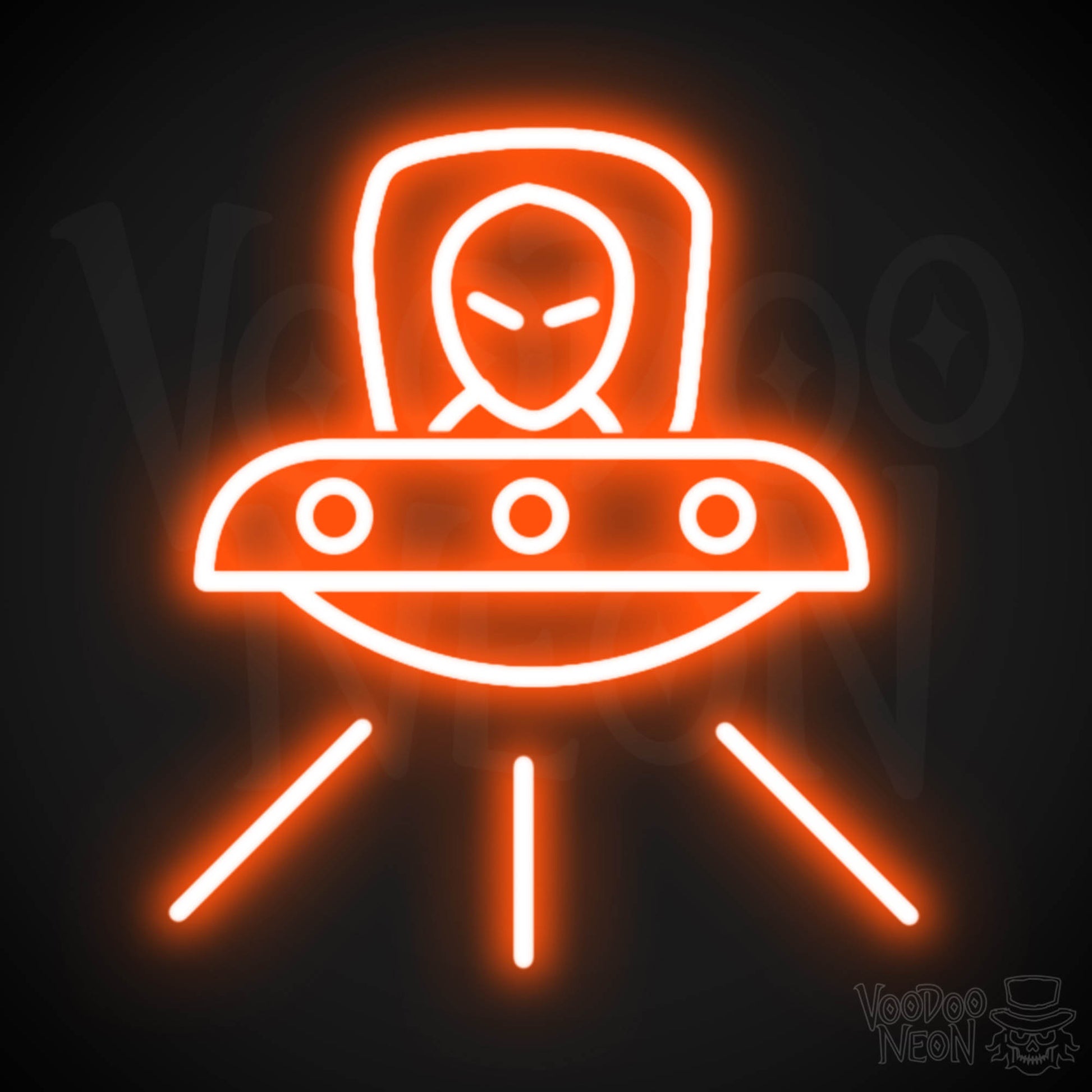 Spaceship Neon Sign - Neon Spaceship Wall Art - Color Orange