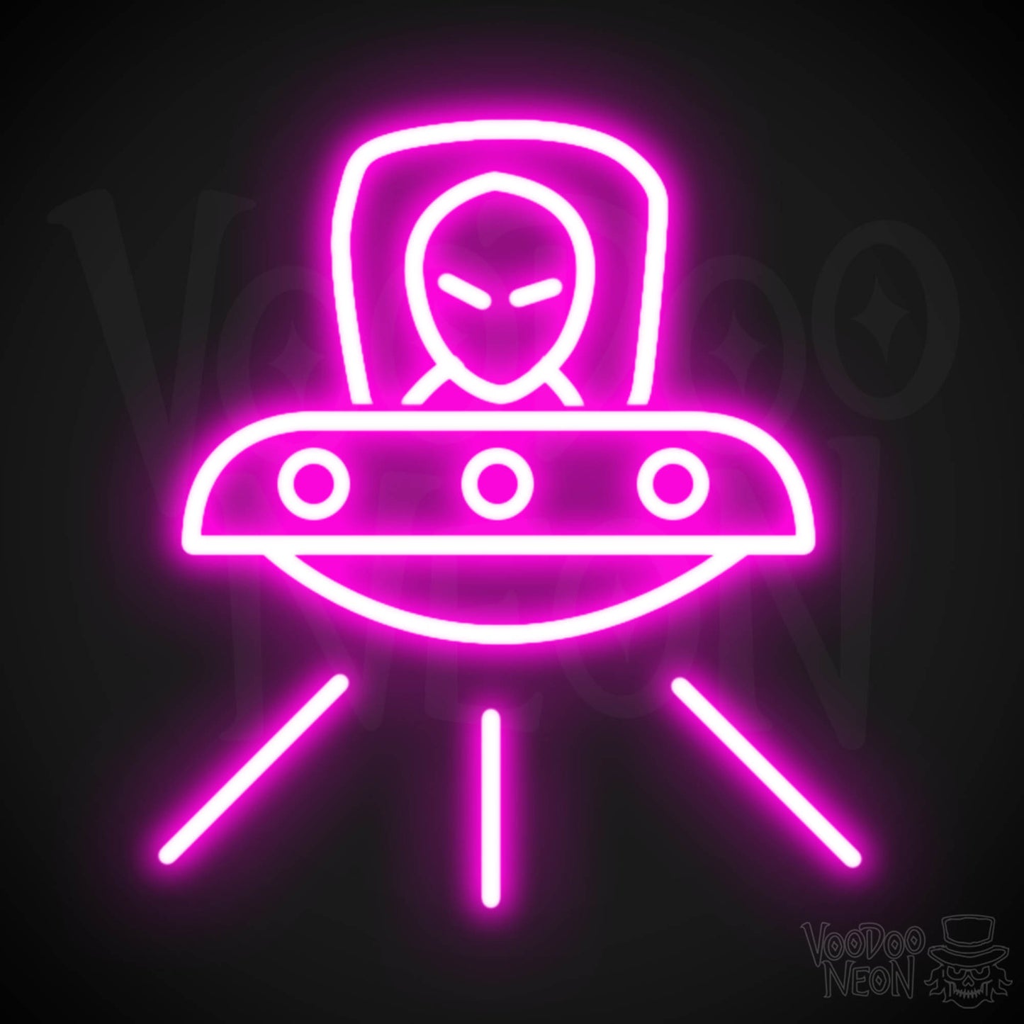 Spaceship Neon Sign - Neon Spaceship Wall Art - Color Pink