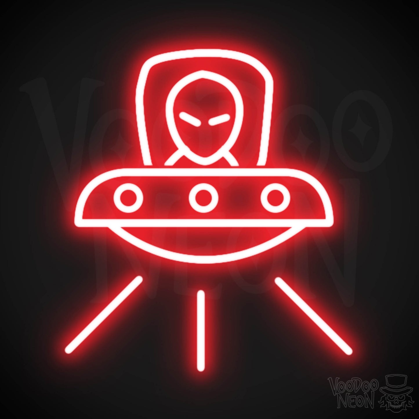 Spaceship Neon Sign - Neon Spaceship Wall Art - Color Red