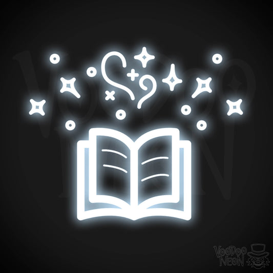 Neon Spell Book - Spell Book Neon Sign - LED Neon Wall Art - Color Cool White