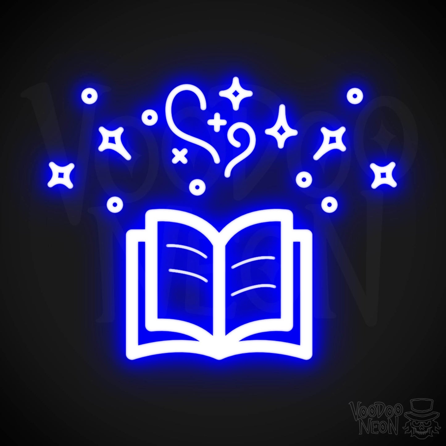 Neon Spell Book - Spell Book Neon Sign - LED Neon Wall Art - Color Dark Blue