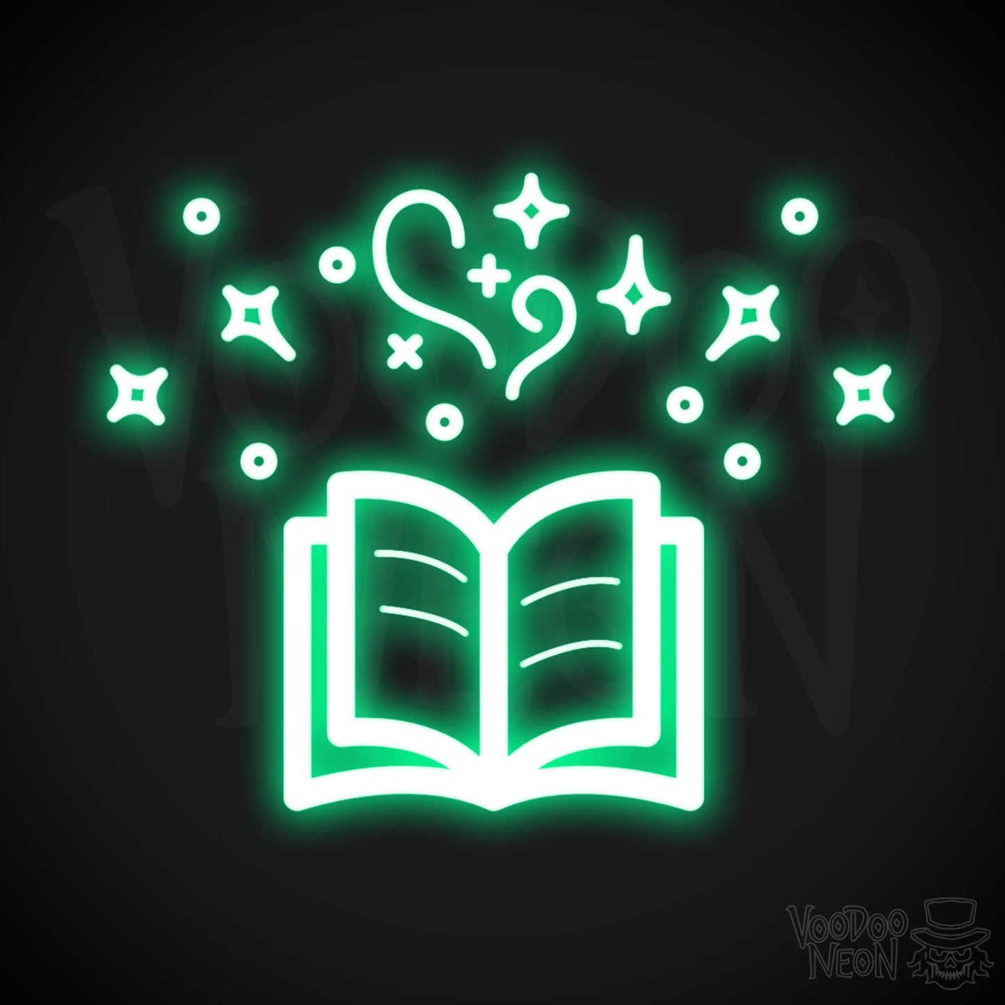 Neon Spell Book - Spell Book Neon Sign - LED Neon Wall Art - Color Green