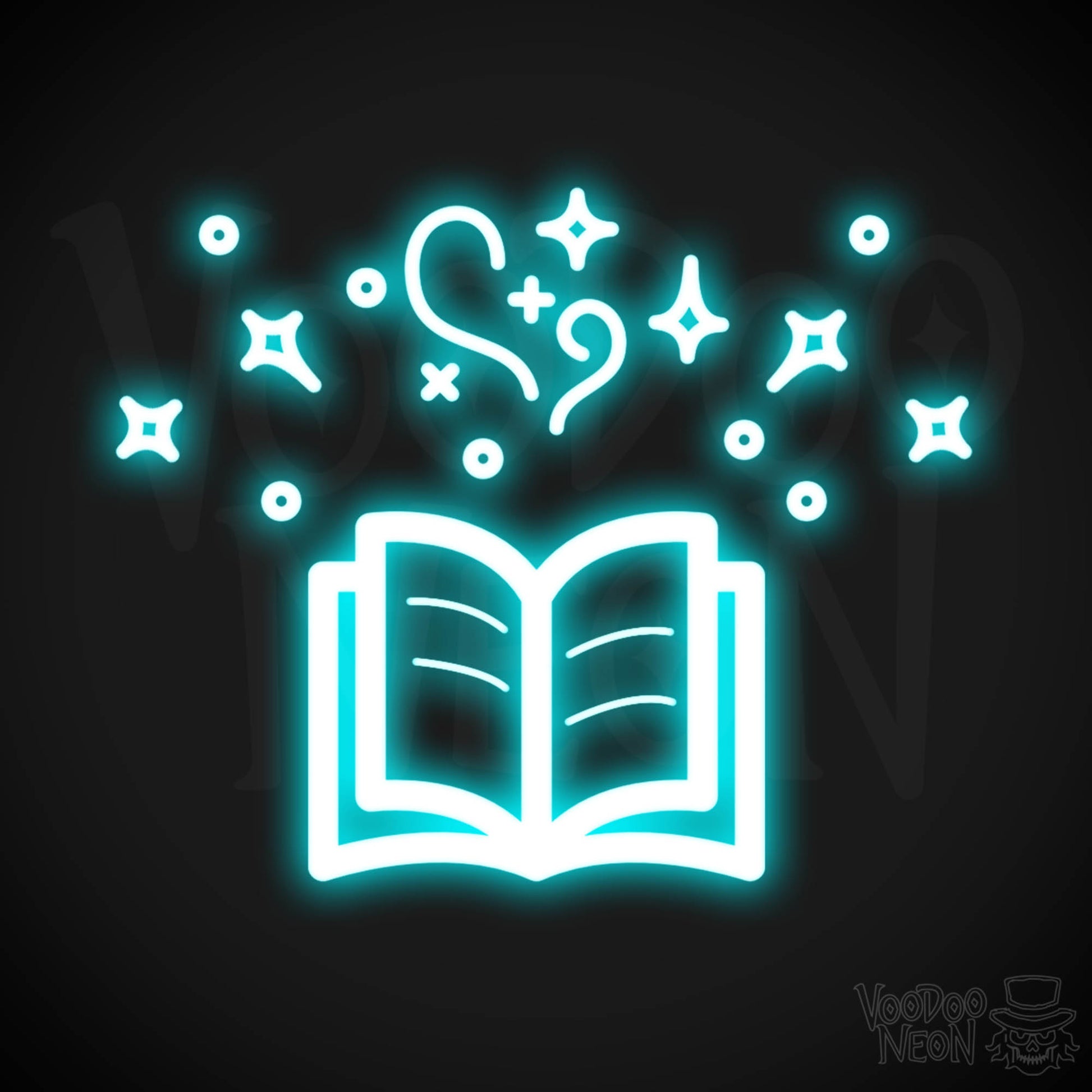 Neon Spell Book - Spell Book Neon Sign - LED Neon Wall Art - Color Ice Blue