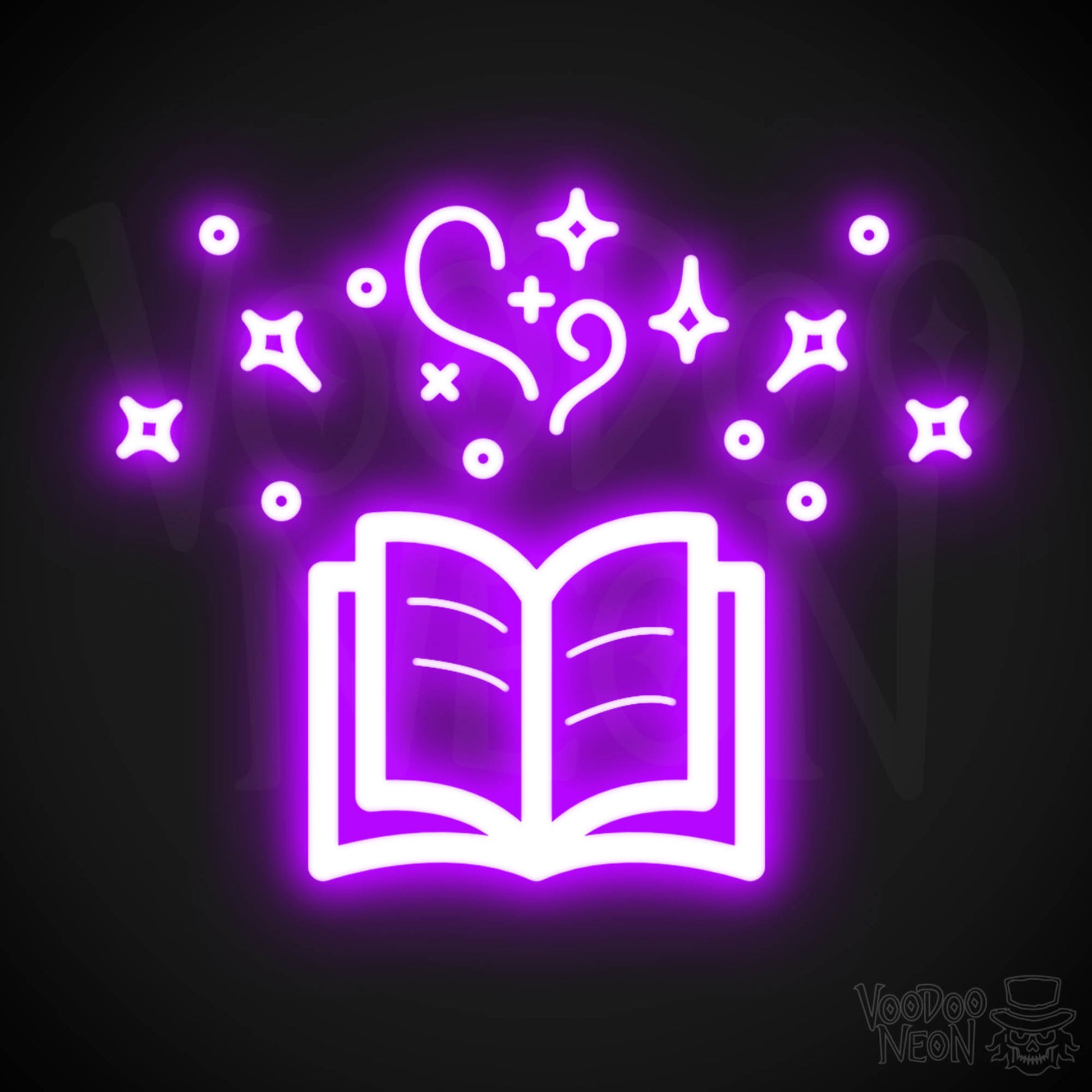 Neon Spell Book - Spell Book Neon Sign - LED Neon Wall Art - Color Purple