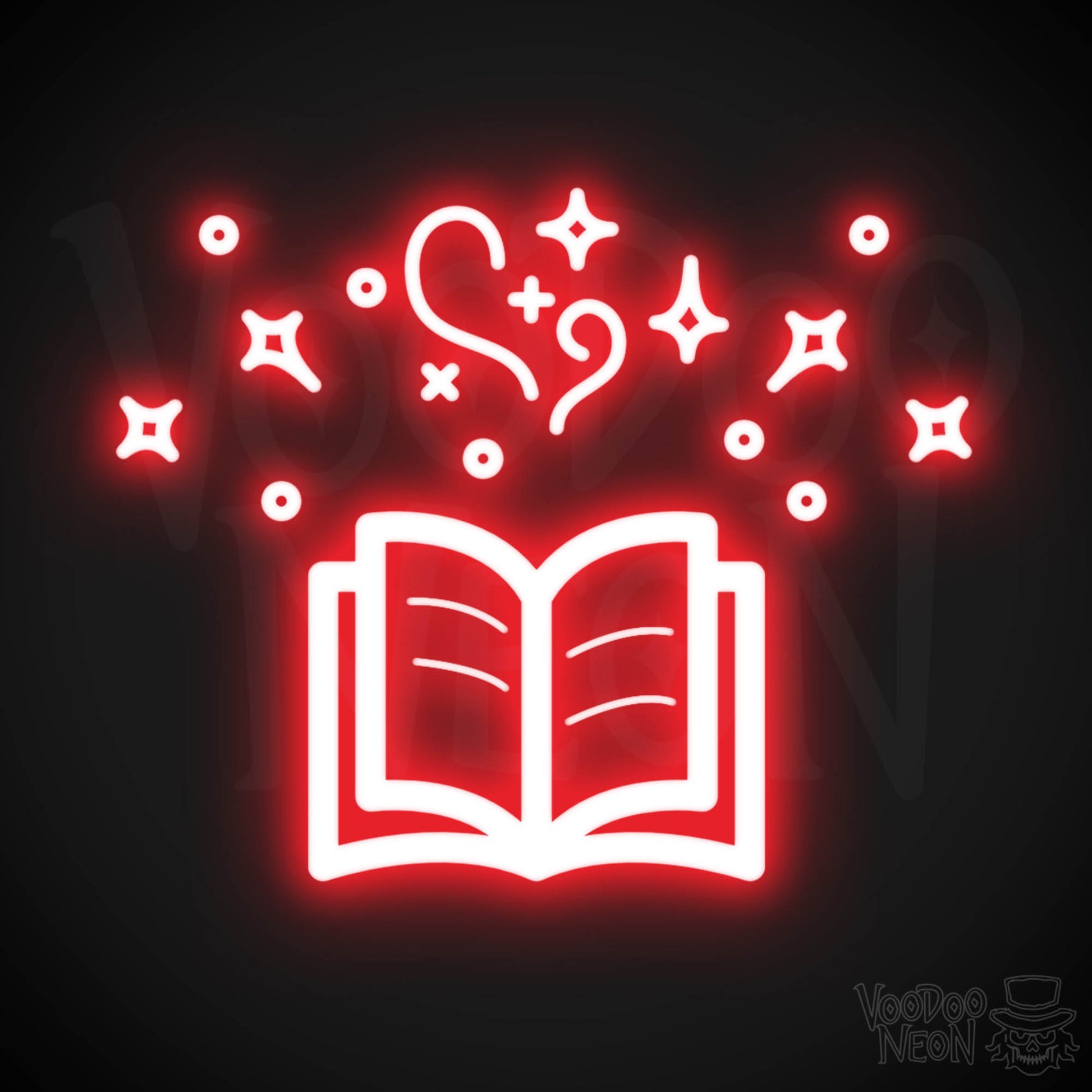 Neon Spell Book - Spell Book Neon Sign - LED Neon Wall Art - Color Red
