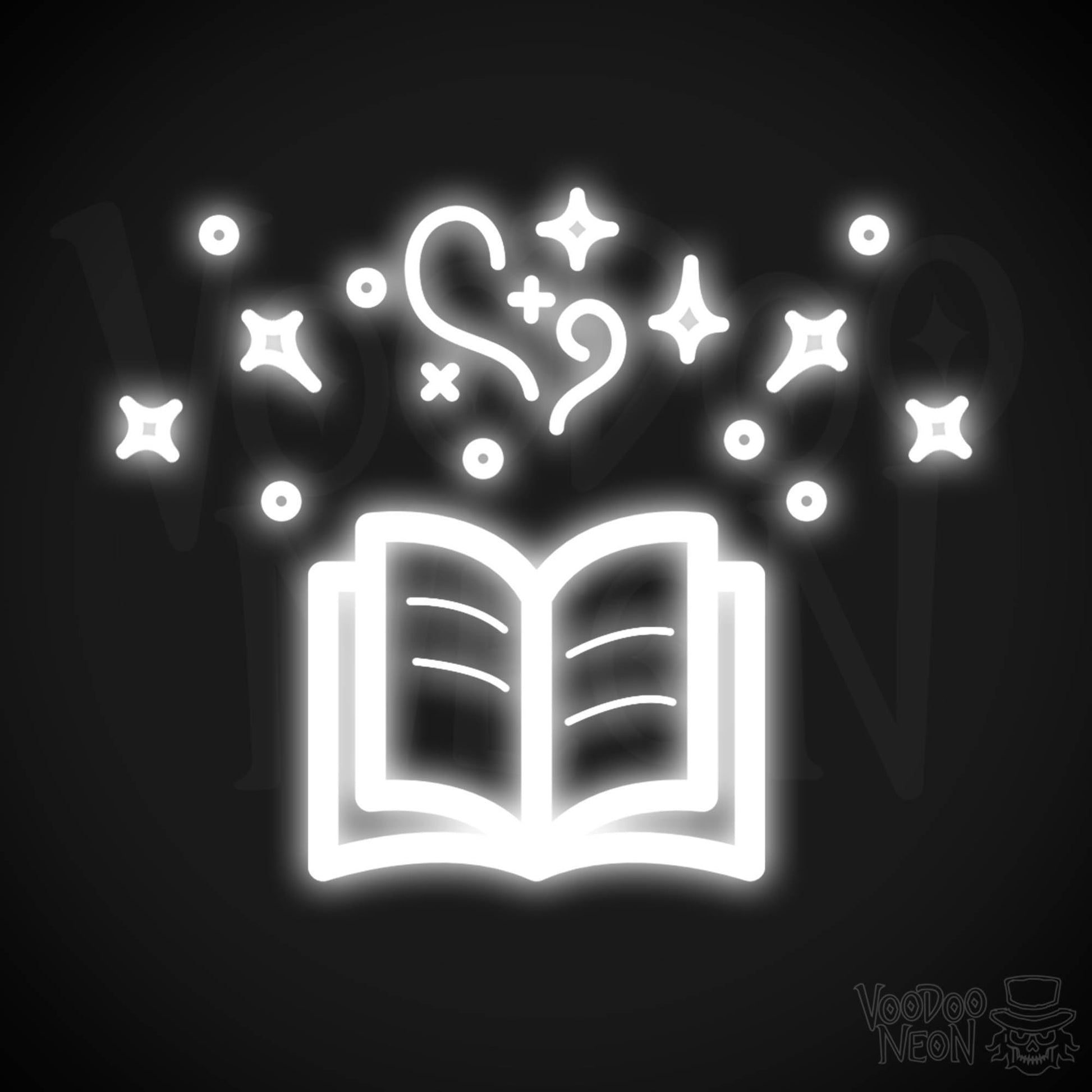 Neon Spell Book - Spell Book Neon Sign - LED Neon Wall Art - Color White