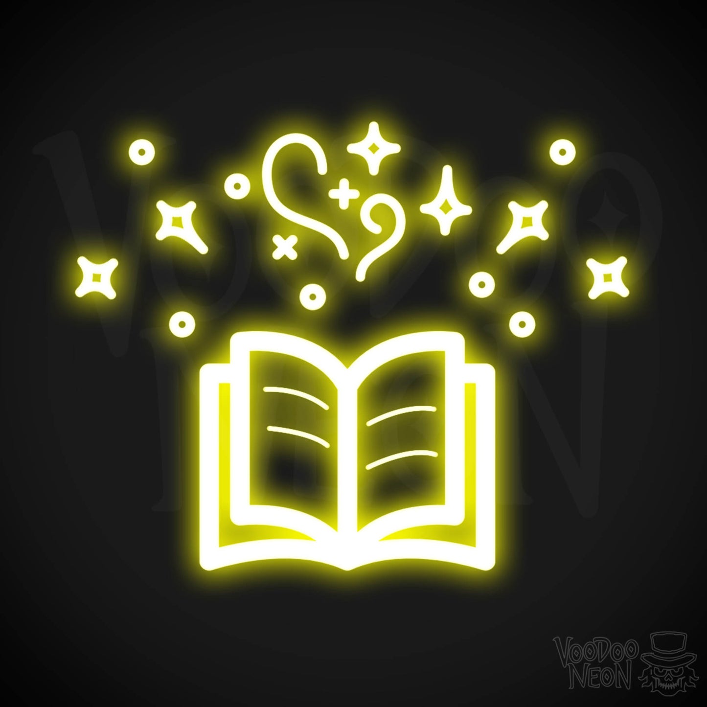 Neon Spell Book - Spell Book Neon Sign - LED Neon Wall Art - Color Yellow
