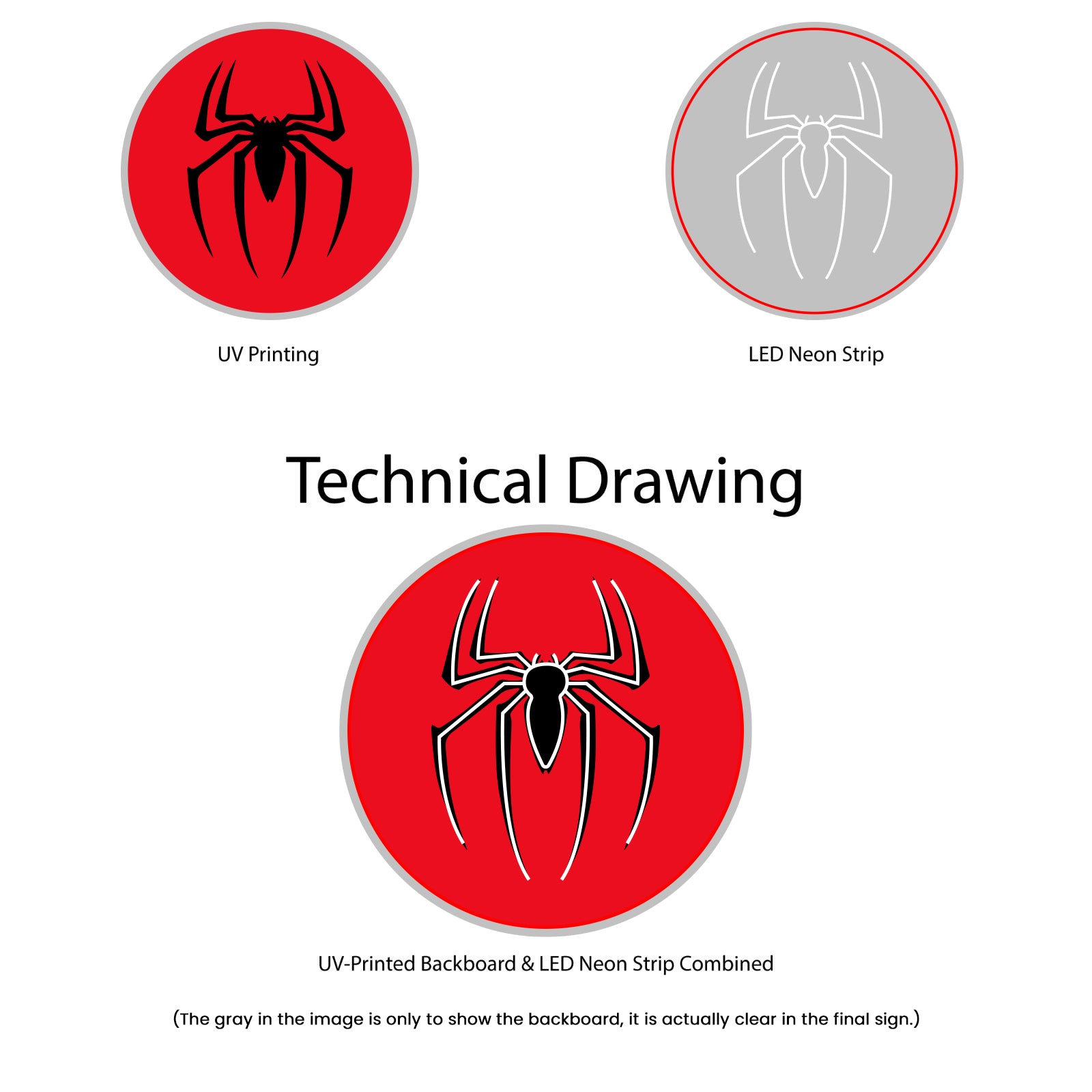 Spider-Man Neon Sign - Technical Drawing