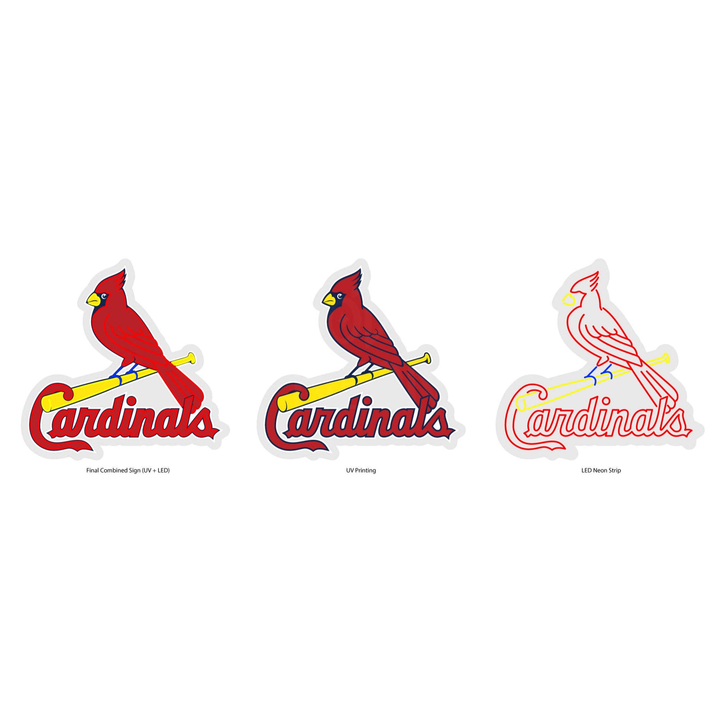 St Louis Cardinals Neon Sign - Multi-Color;St Louis Cardinals Neon Sign - MLB - Technical Drawing