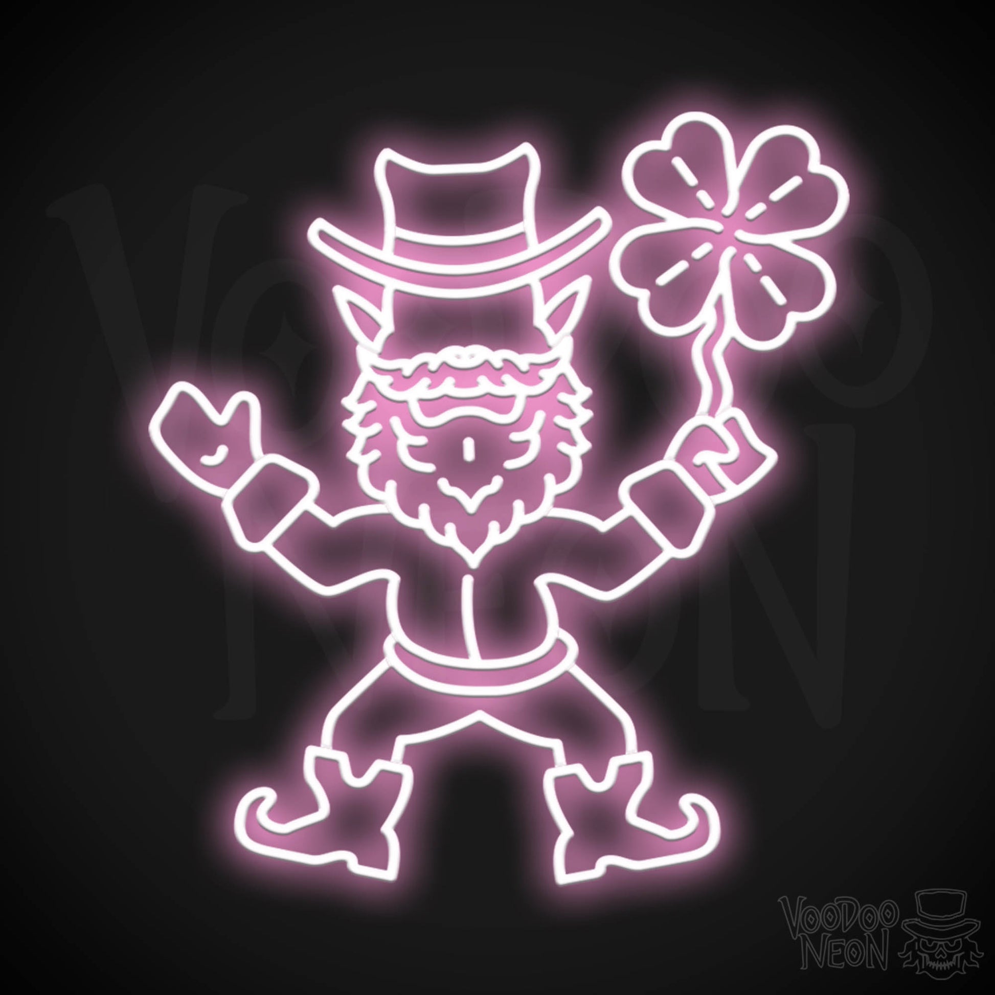 Leprechaun Neon Wall Art - Neon Leprechaun - St Patrick's Day Neon Sign - Color Light Pink