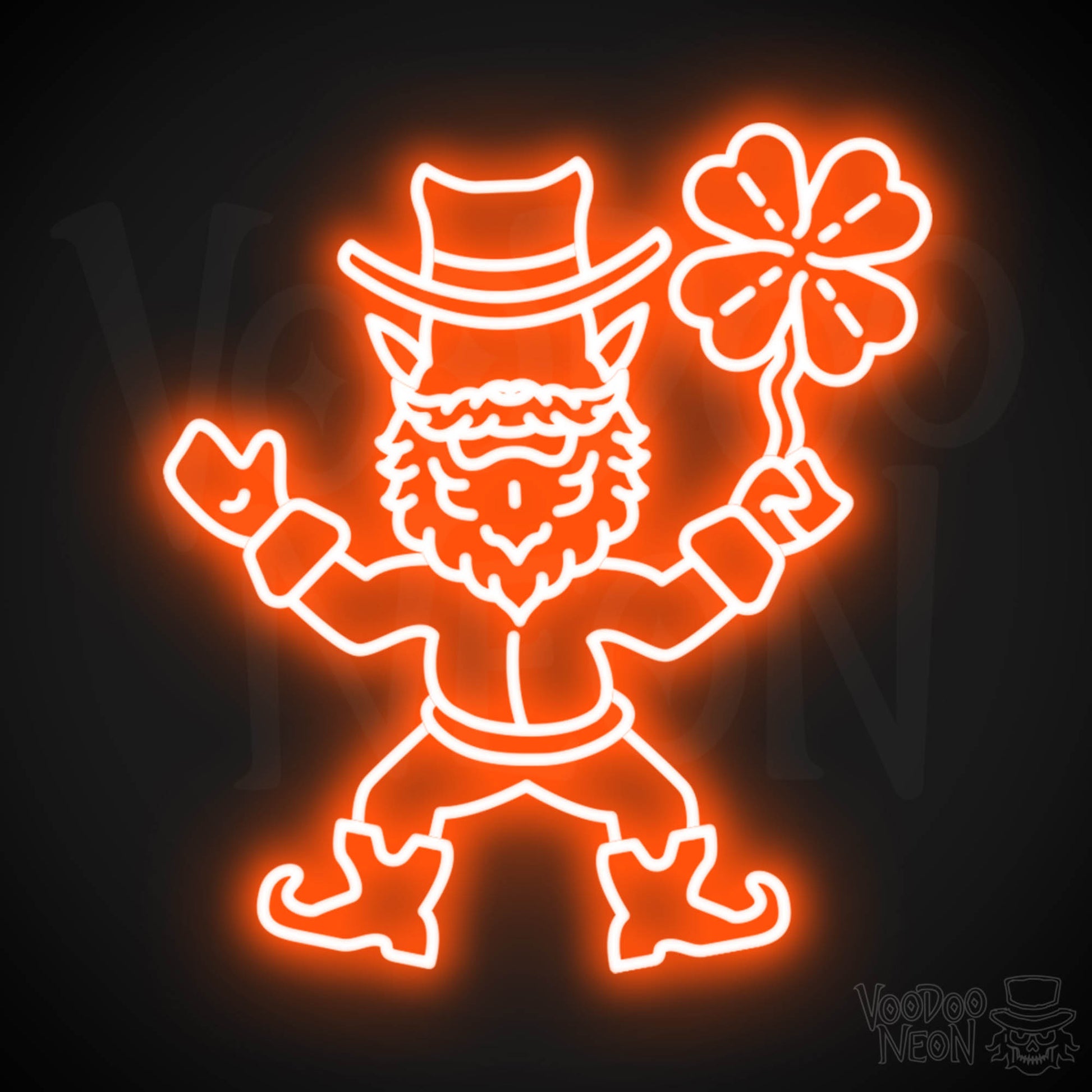 Leprechaun Neon Wall Art - Neon Leprechaun - St Patrick's Day Neon Sign - Color Orange