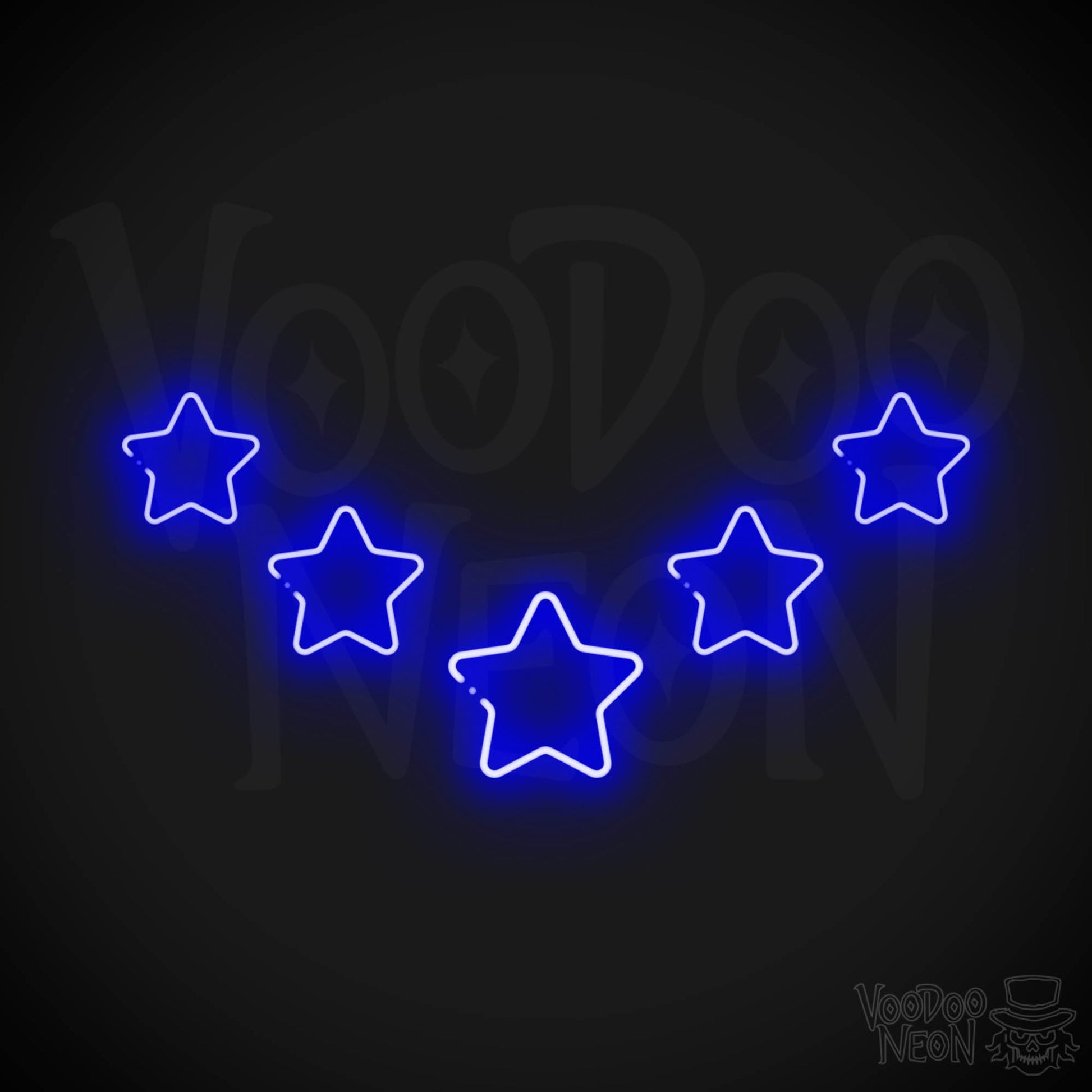 Neon Stars - Stars Neon Sign - Stars LED Neon Wall Art - Color Dark Blue
