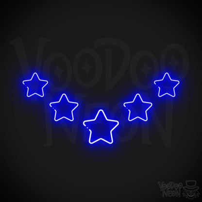 Neon Stars - Stars Neon Sign - Stars LED Neon Wall Art - Color Dark Blue