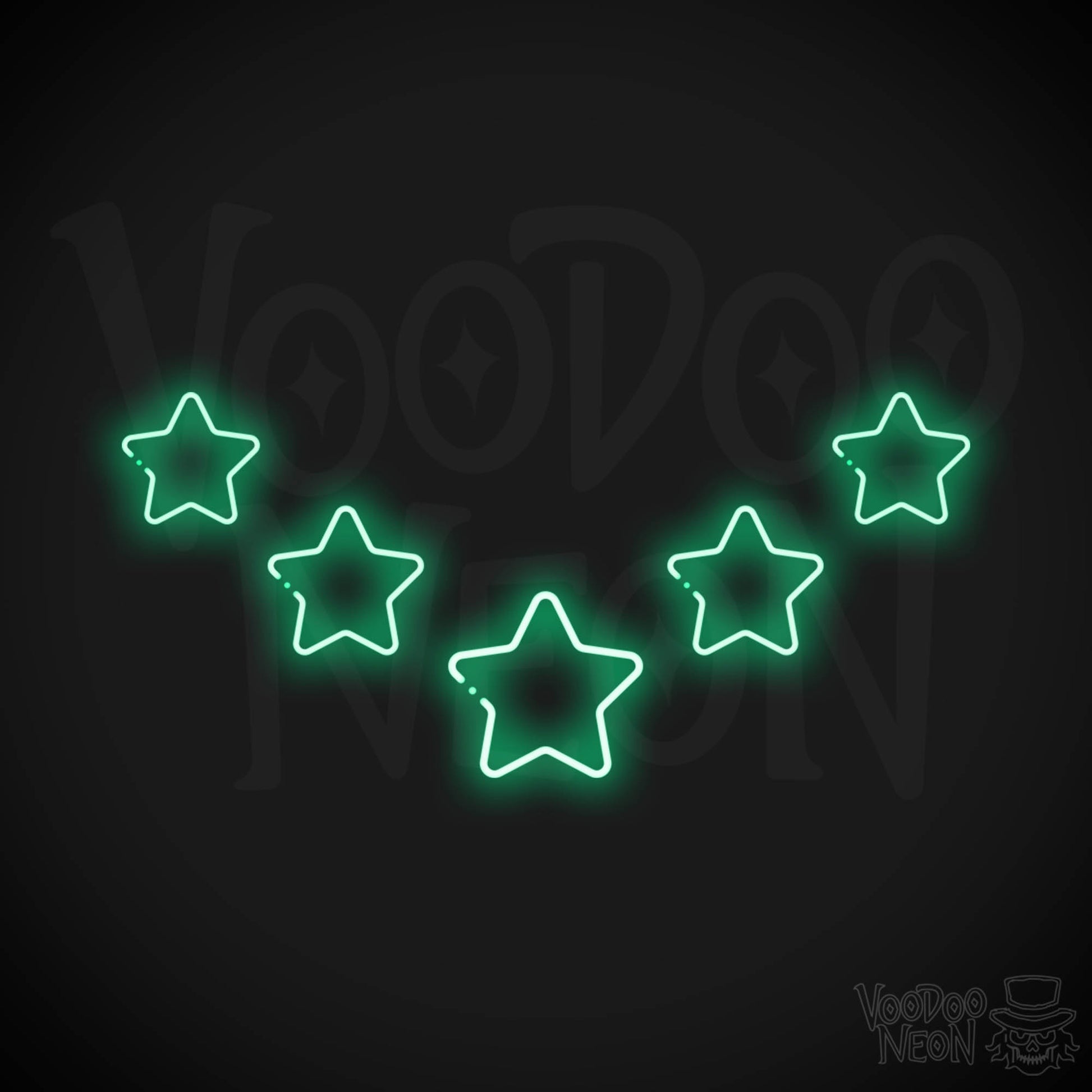 Neon Stars - Stars Neon Sign - Stars LED Neon Wall Art - Color Green