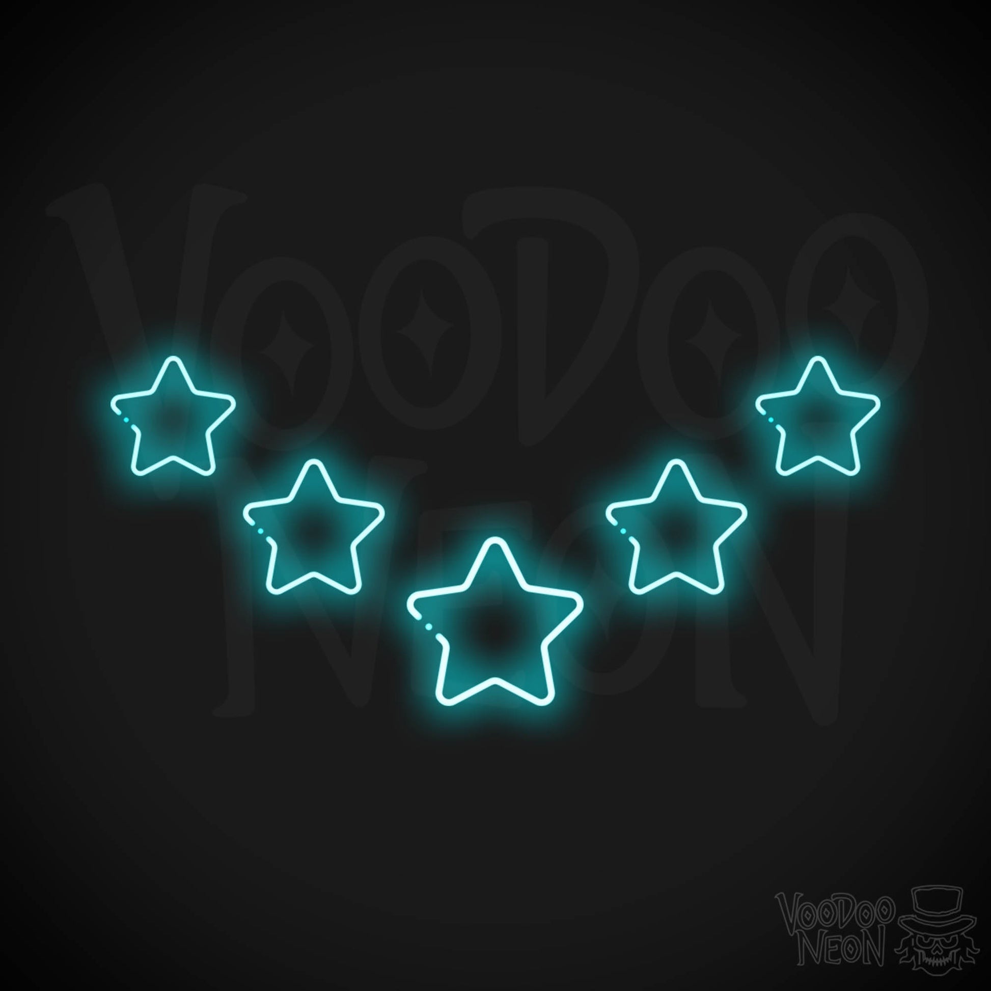 Neon Stars - Stars Neon Sign - Stars LED Neon Wall Art - Color Ice Blue