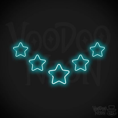 Neon Stars - Stars Neon Sign - Stars LED Neon Wall Art - Color Ice Blue