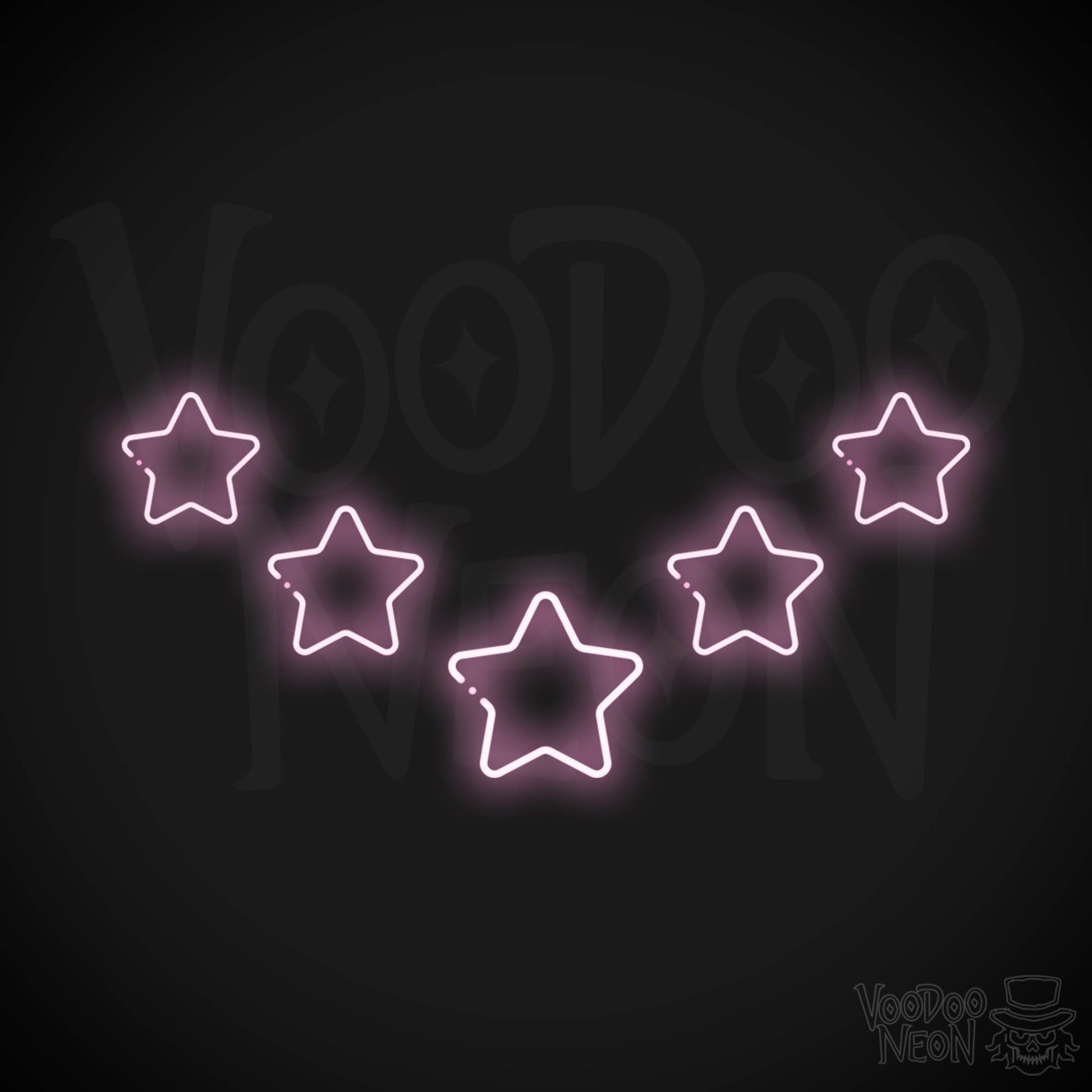 Neon Stars - Stars Neon Sign - Stars LED Neon Wall Art - Color Light Pink