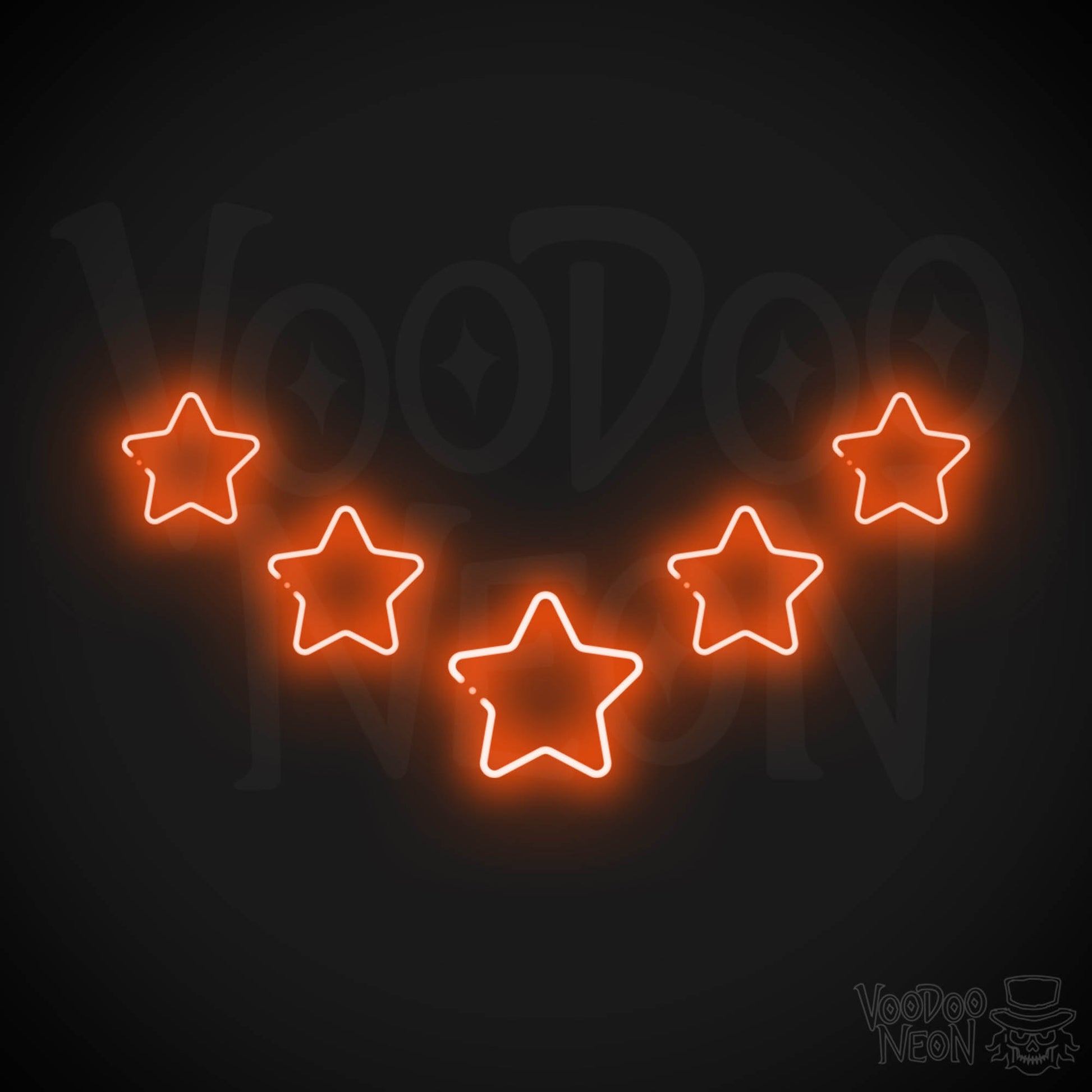 Neon Stars - Stars Neon Sign - Stars LED Neon Wall Art - Color Orange